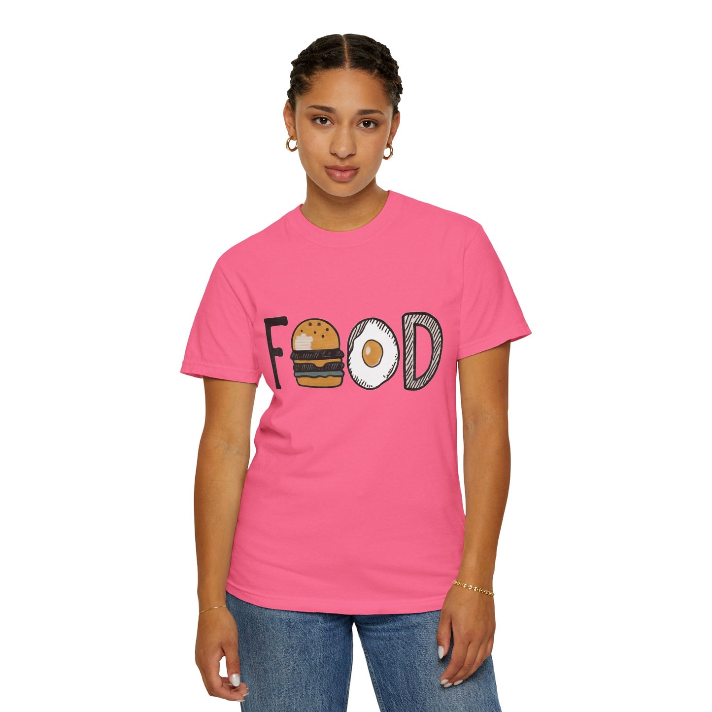Food Unisex Garment-Dyed T-Shirt | Fun Burger & Egg Graphic
