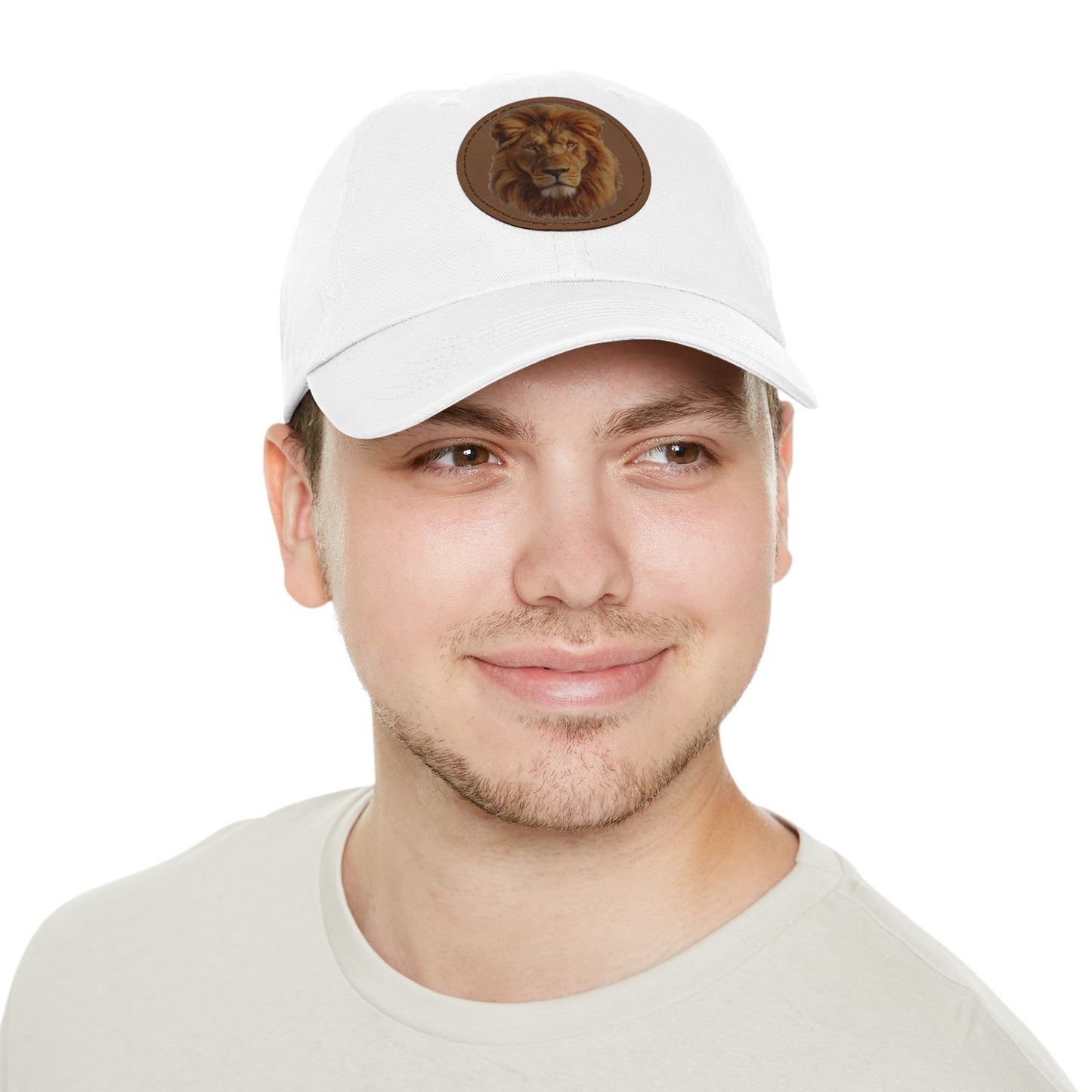 Lion Design Dad Hat with Leather Patch – Stylish Casual Hat for Animal Lovers