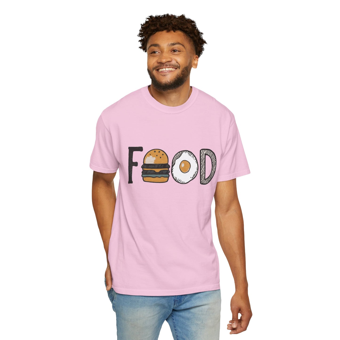 Food Unisex Garment-Dyed T-Shirt | Fun Burger & Egg Graphic