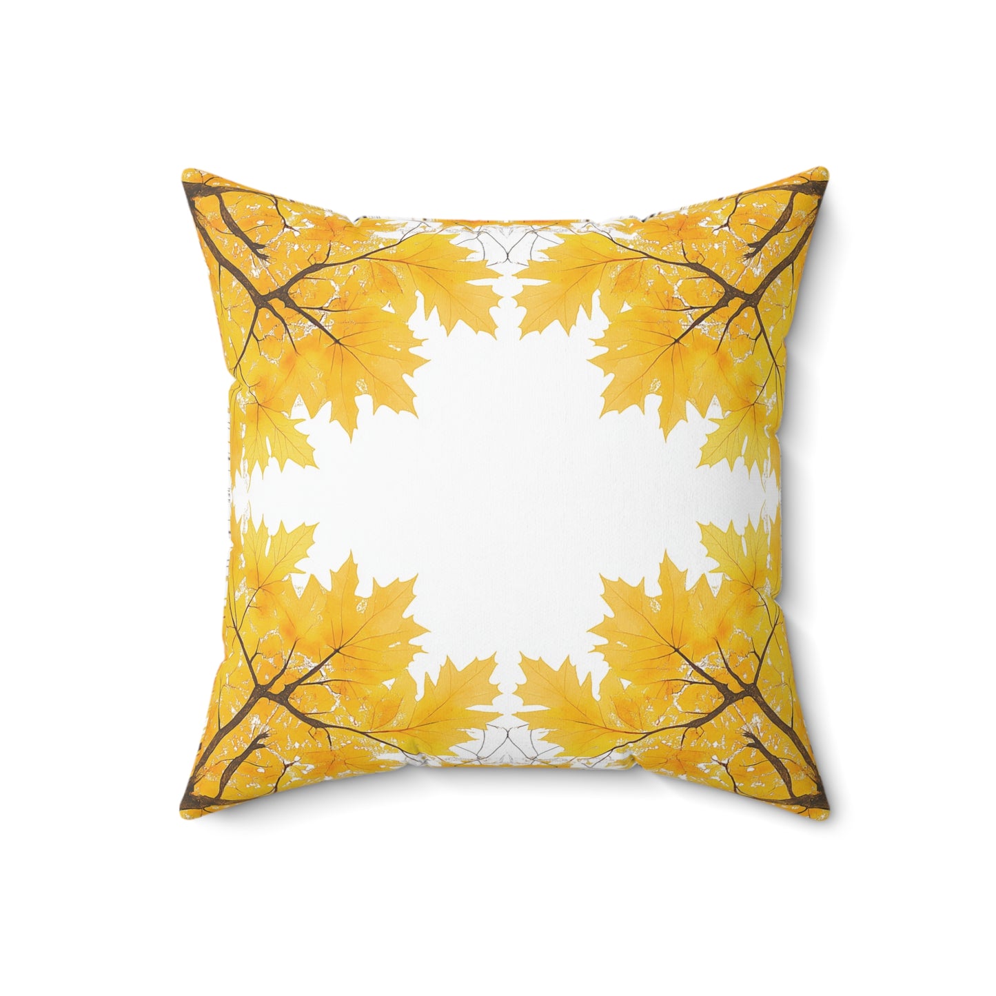Square Cushion with Yellow Leaves design