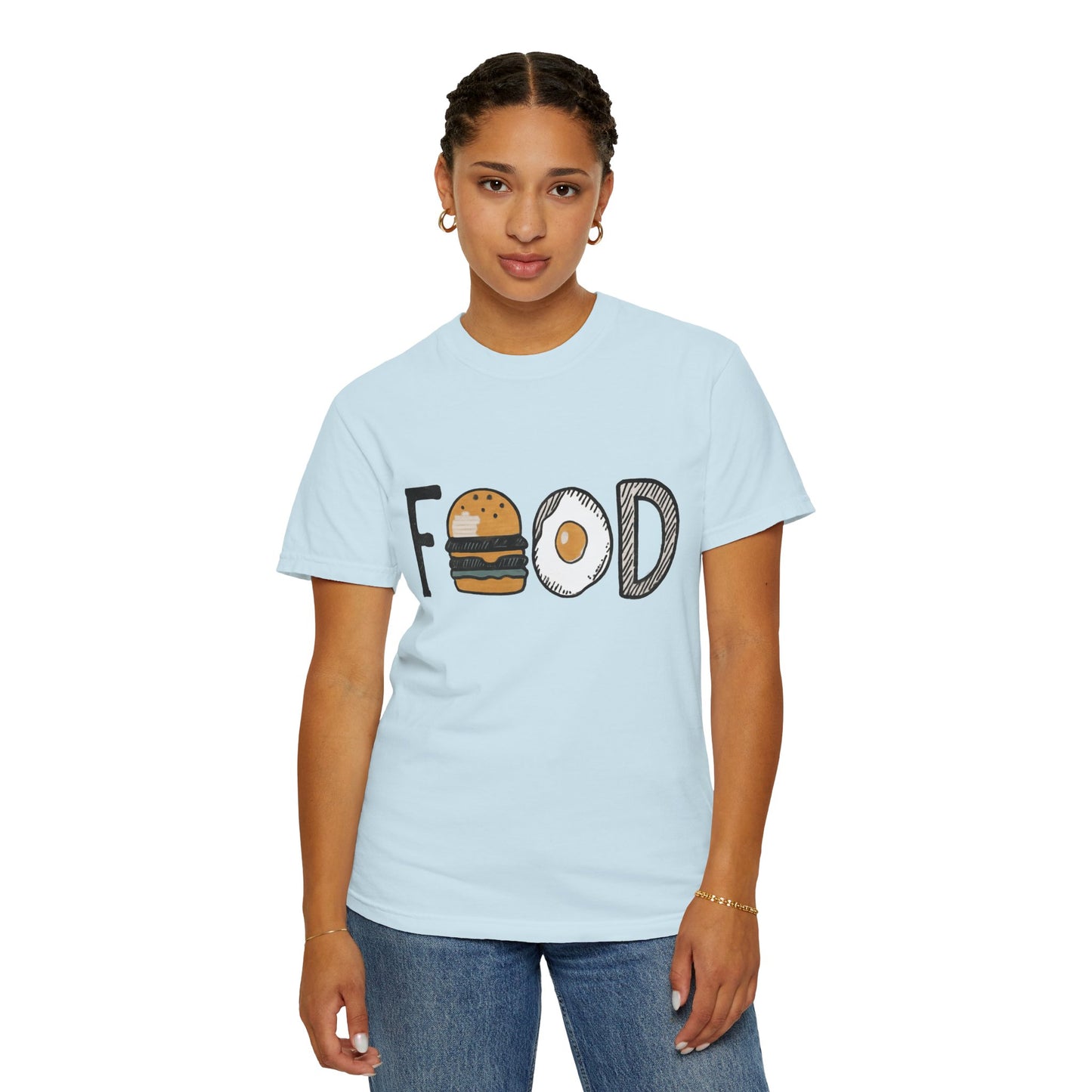 Food Unisex Garment-Dyed T-Shirt | Fun Burger & Egg Graphic