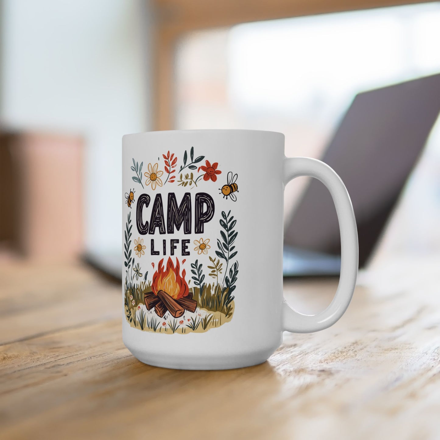 Camp Life Ceramic Mug - Nature-Inspired Coffee Cup for Outdoor Enthusiasts