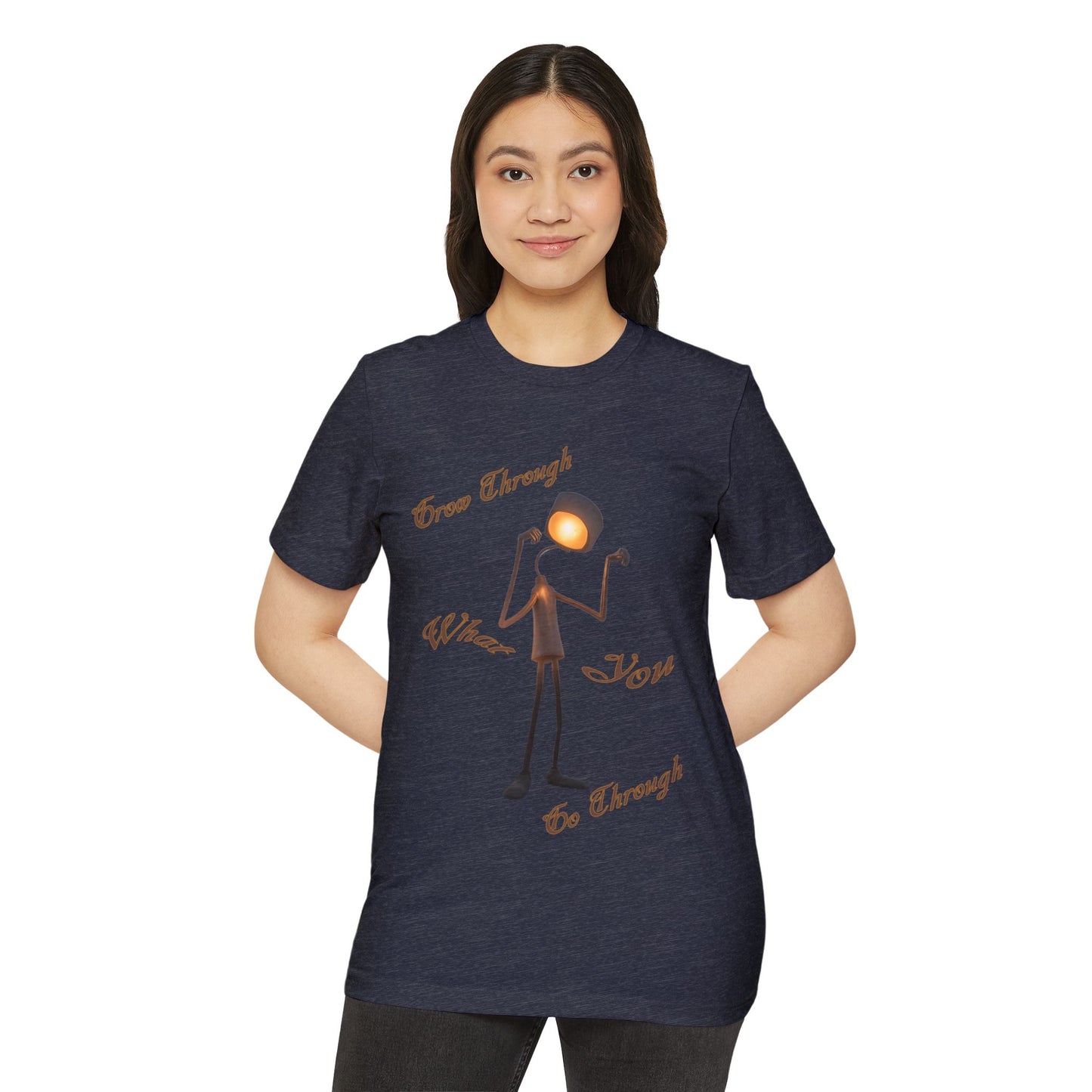 Victory Lamp Unisex Recycled Organic T-Shirt - Eco-Friendly Tee - Grow Through What You Go Through text design