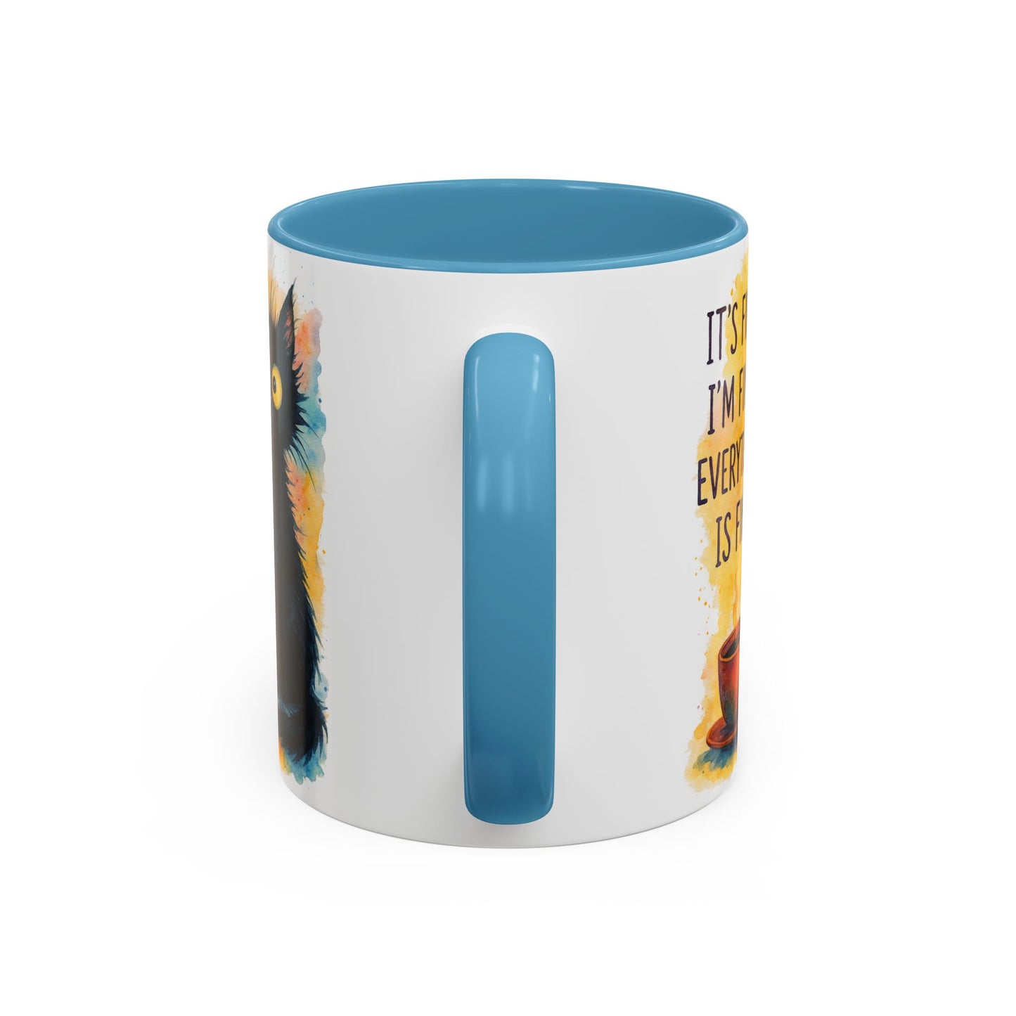 Whimsical Cat Accent Coffee Mug - 'It's Fine, I'm Fine, Everything is Fine'