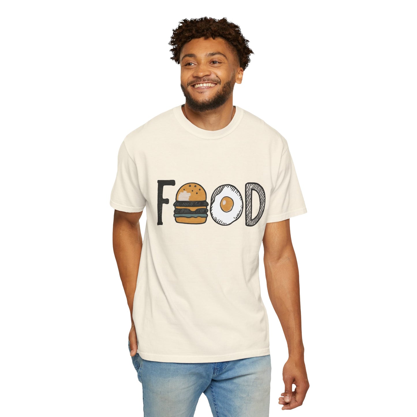 Food Unisex Garment-Dyed T-Shirt | Fun Burger & Egg Graphic