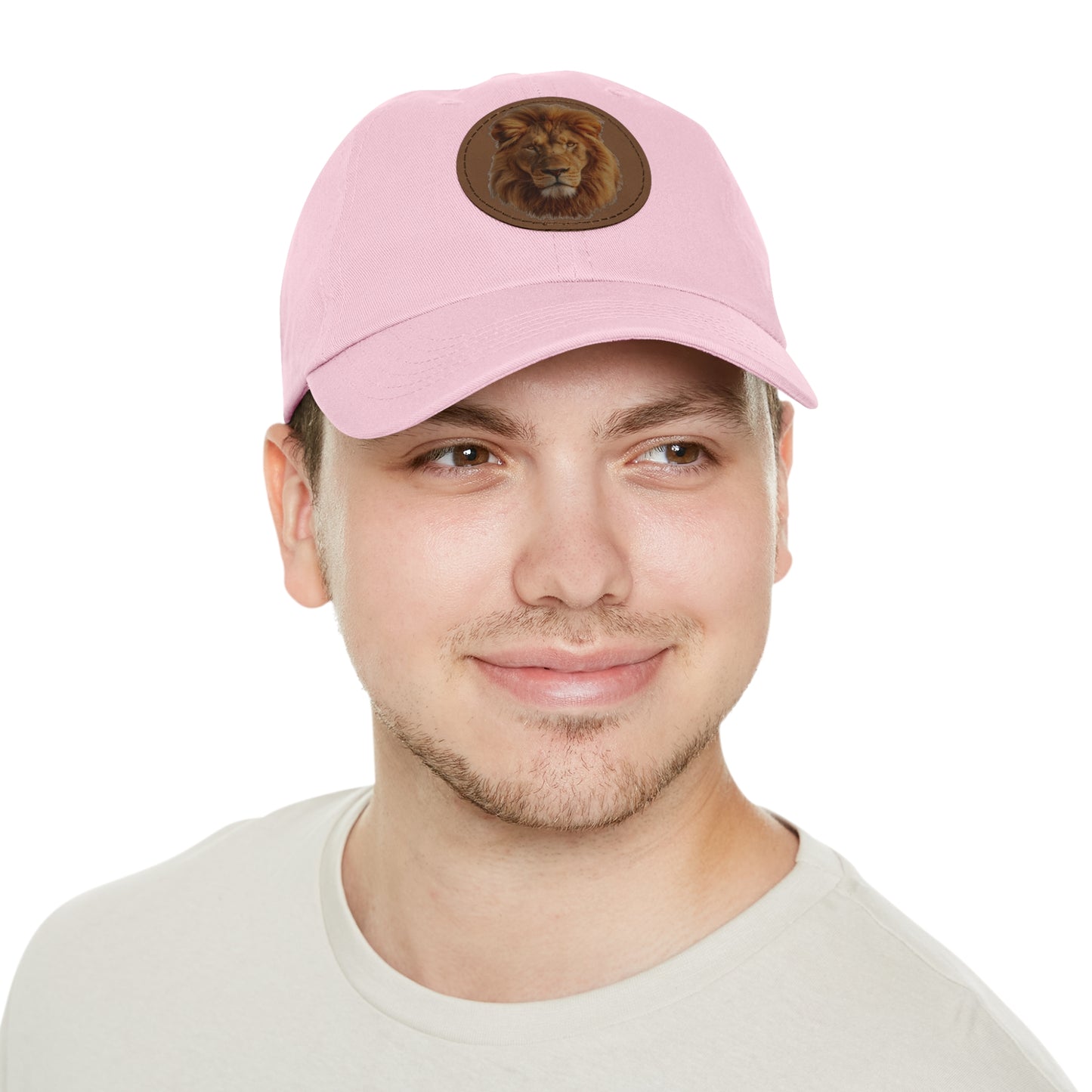 Lion Design Dad Hat with Leather Patch – Stylish Casual Hat for Animal Lovers