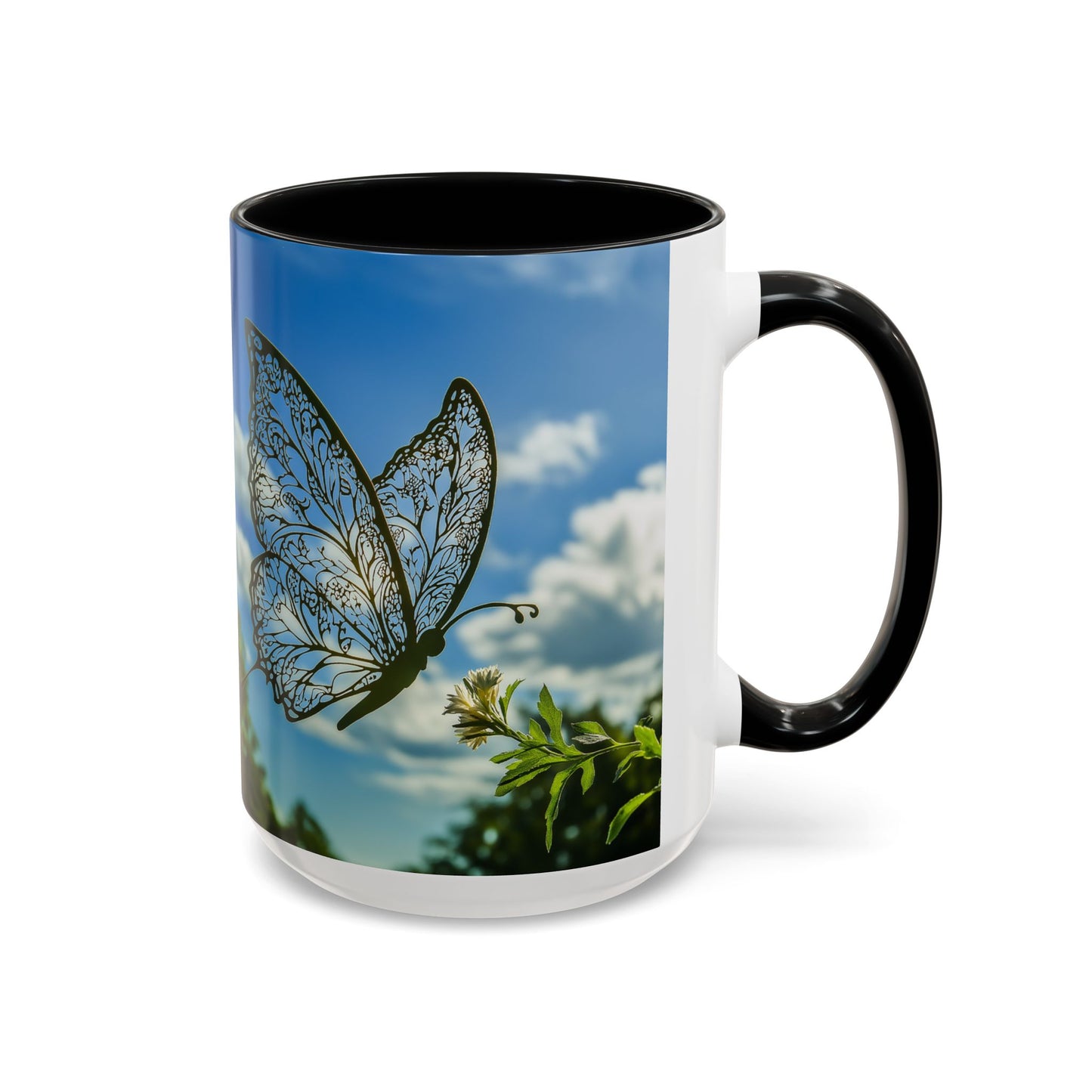 Accent Butterfly Coffee Mug, (11oz, 15oz) - Ceramic Mug