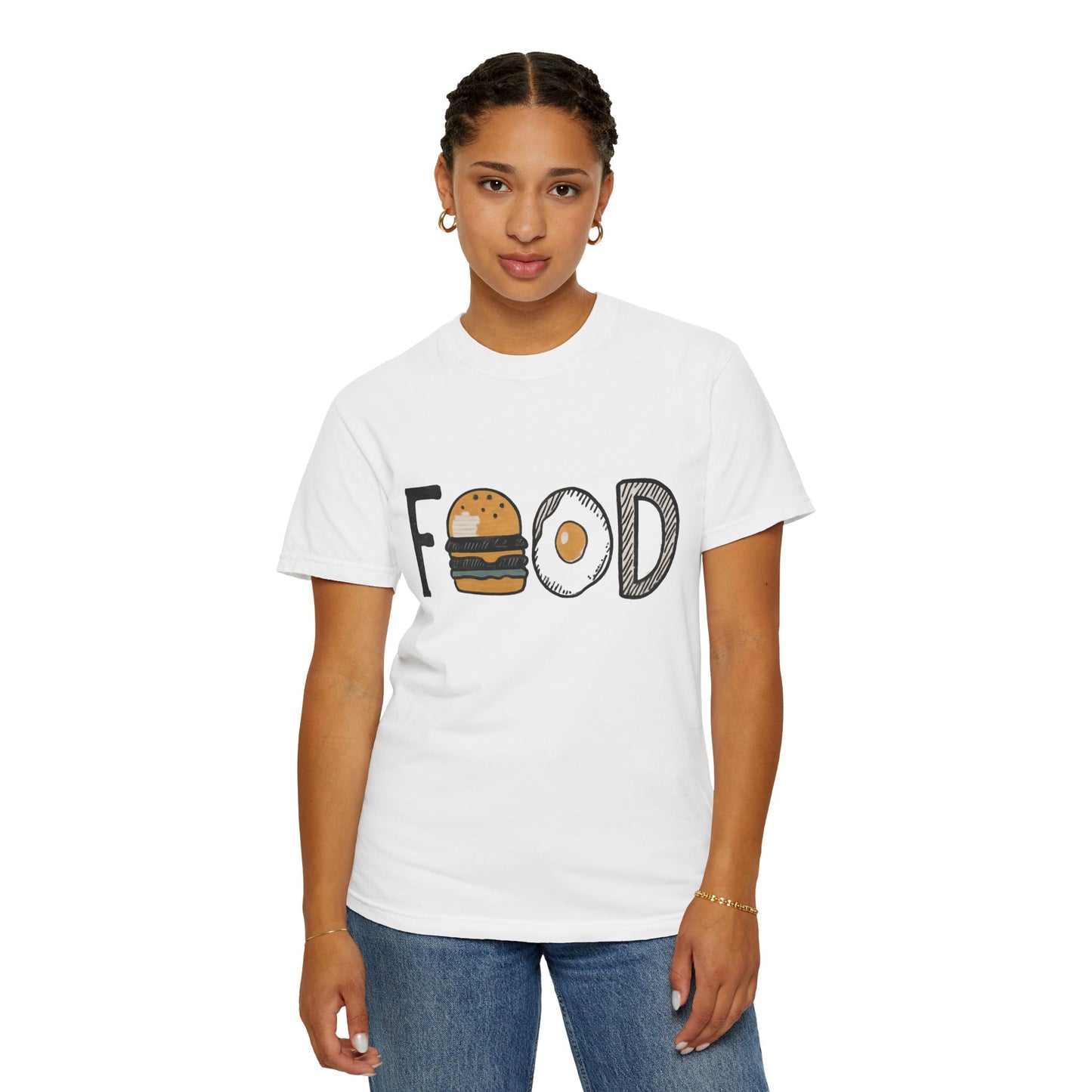 Food Unisex Garment-Dyed T-Shirt | Fun Burger & Egg Graphic