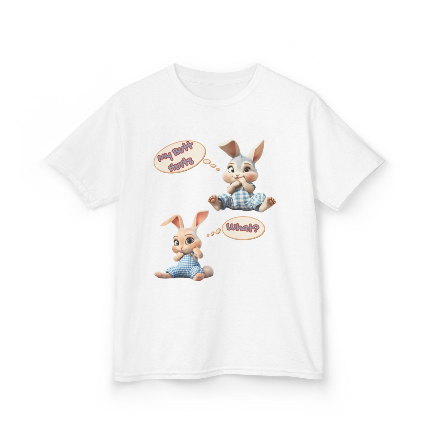 Cute Bunny Youth Heavy Cotton Tee - "My Butt Hurts" Graphic T-Shirt