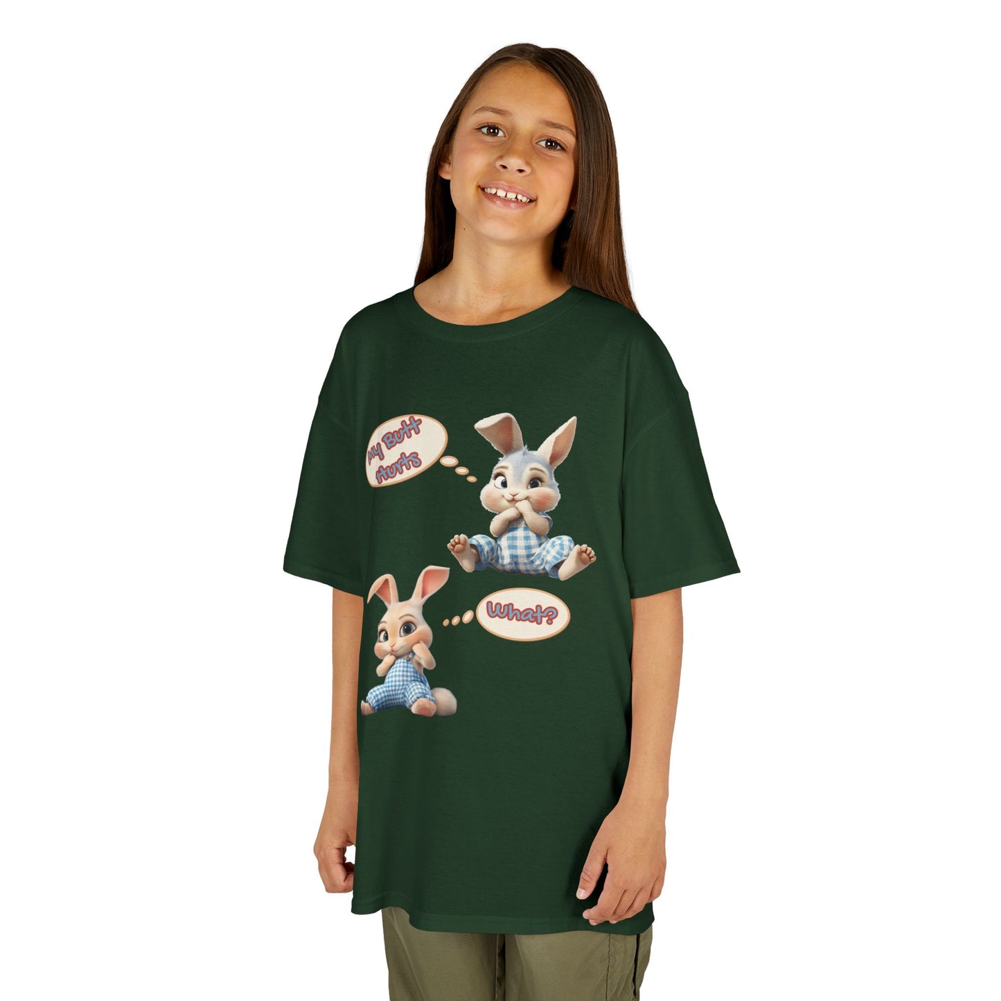 Cute Bunny Youth Heavy Cotton Tee - "My Butt Hurts" Graphic T-Shirt