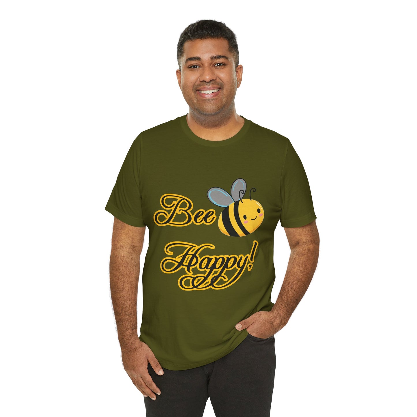 Bee Happy Unisex Jersey Tee - Cheerful Graphic T-Shirt for Positive Vibes