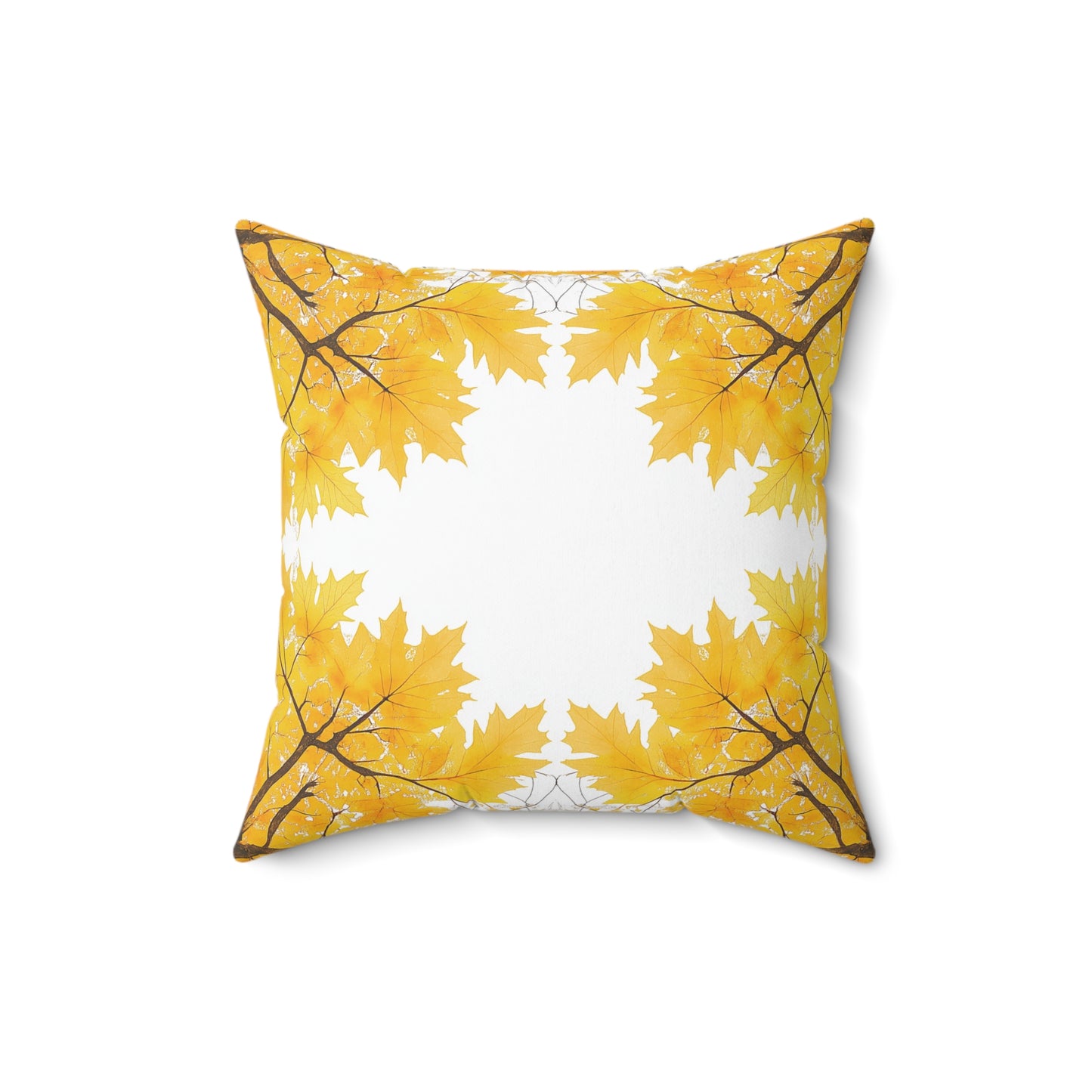 Square Cushion with Yellow Leaves design