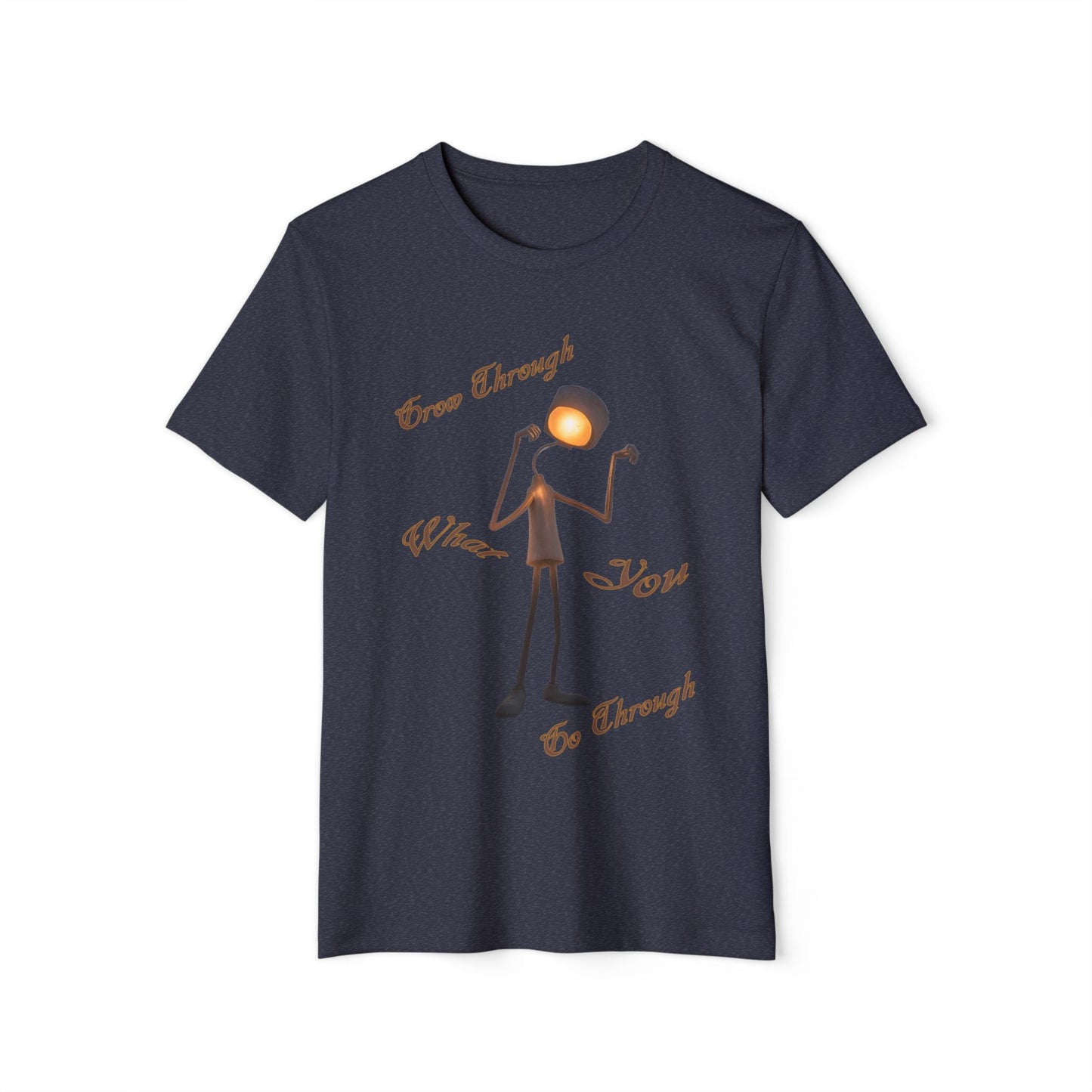 Victory Lamp Unisex Recycled Organic T-Shirt - Eco-Friendly Tee - Grow Through What You Go Through text design