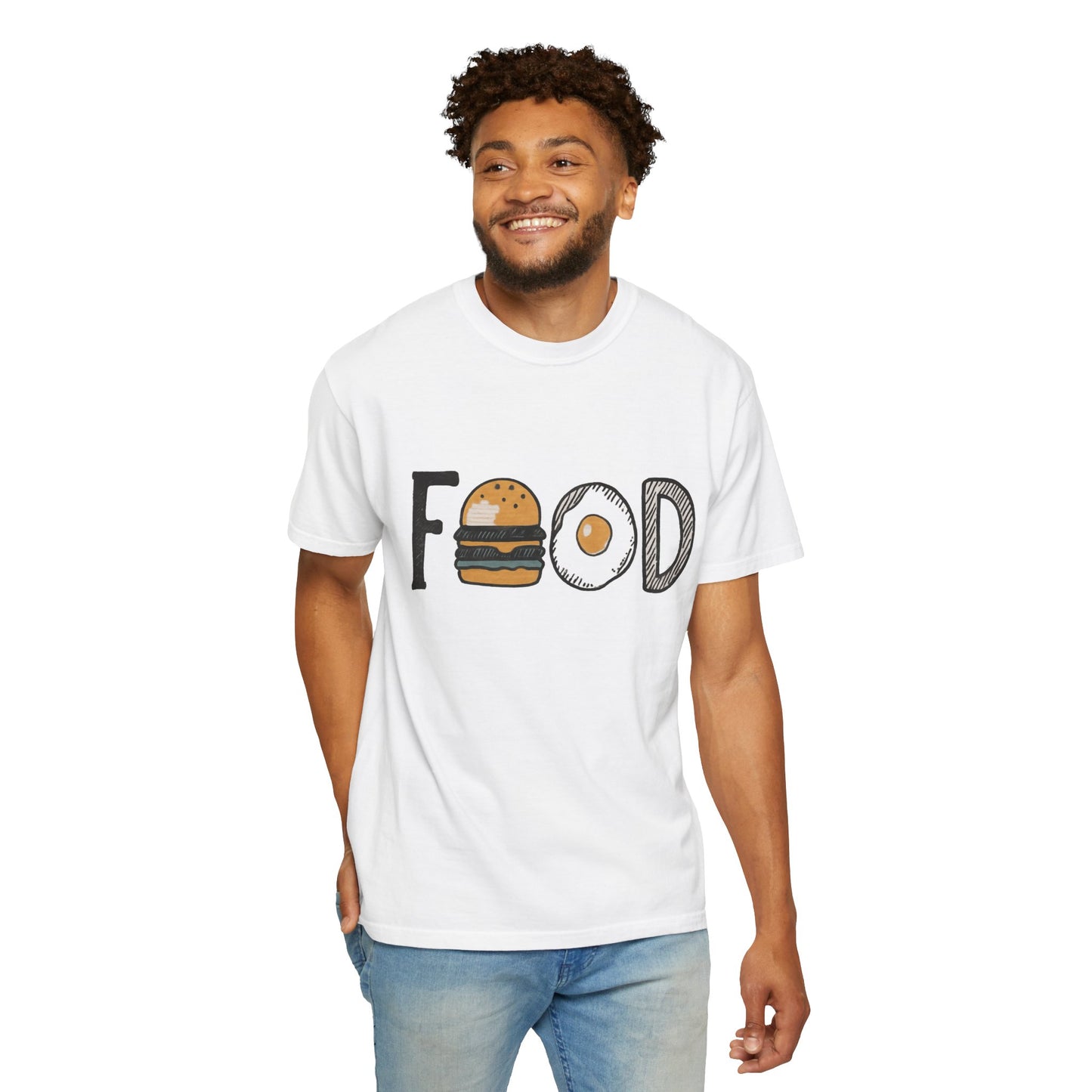 Food Unisex Garment-Dyed T-Shirt | Fun Burger & Egg Graphic