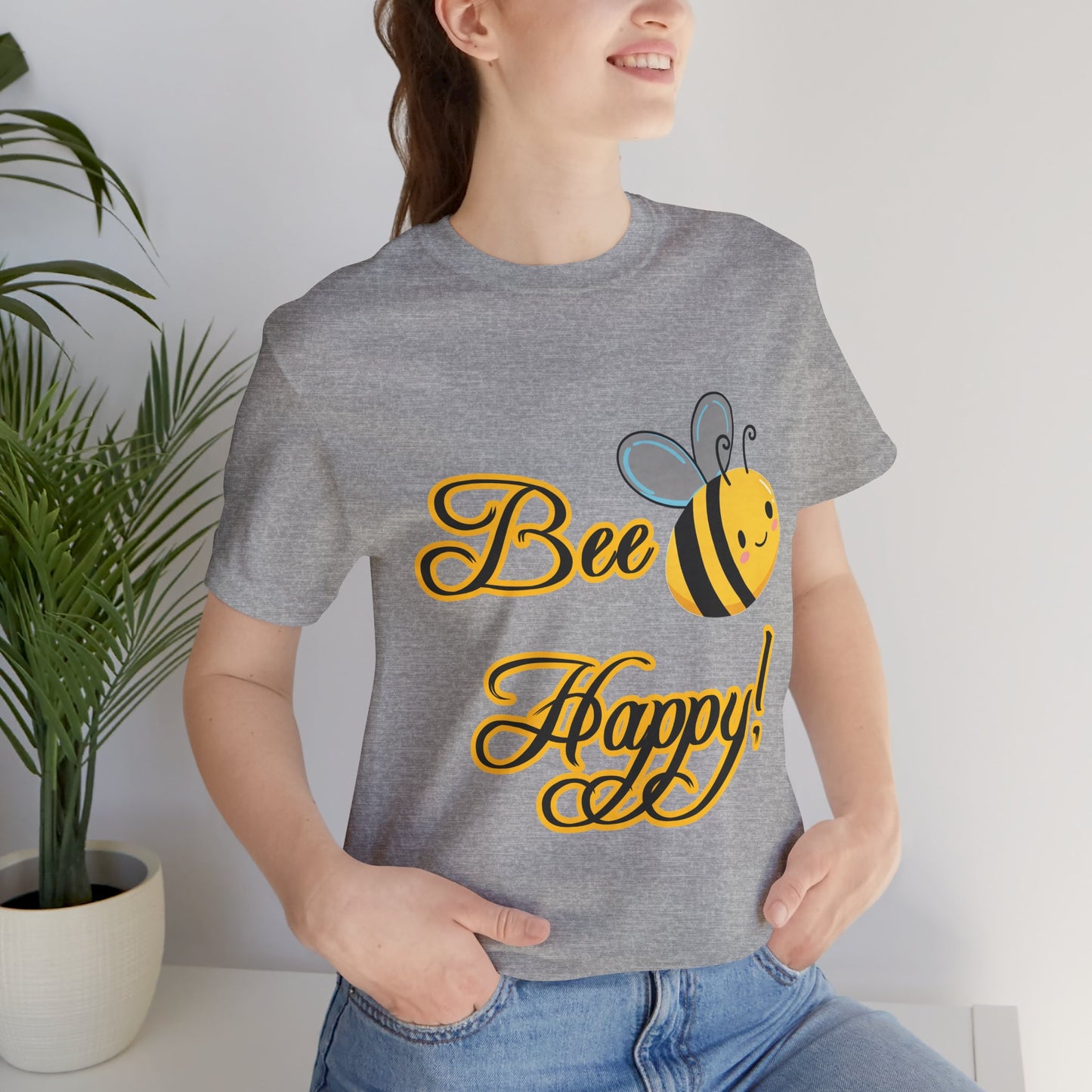 Bee Happy Unisex Jersey Tee - Cheerful Graphic T-Shirt for Positive Vibes