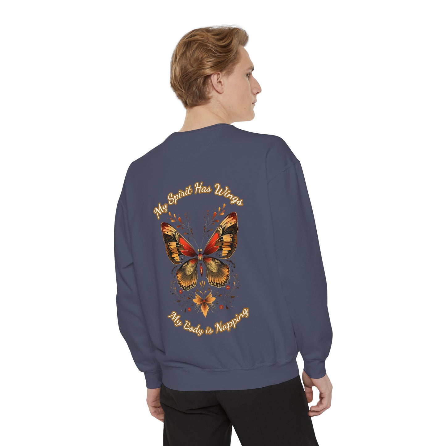 Butterfly Design Unisex Garment-Dyed Sweatshirt - Butterfly Sweatshirt