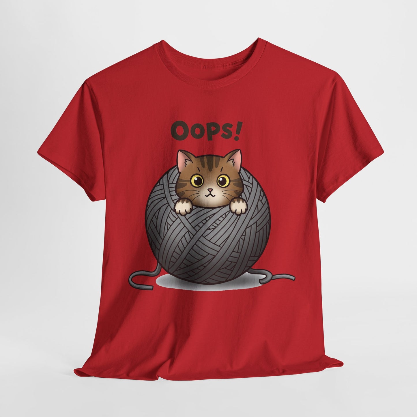 Cotton Tee with Cute Cat Design - 'Oops!' Humor for Cat Lovers