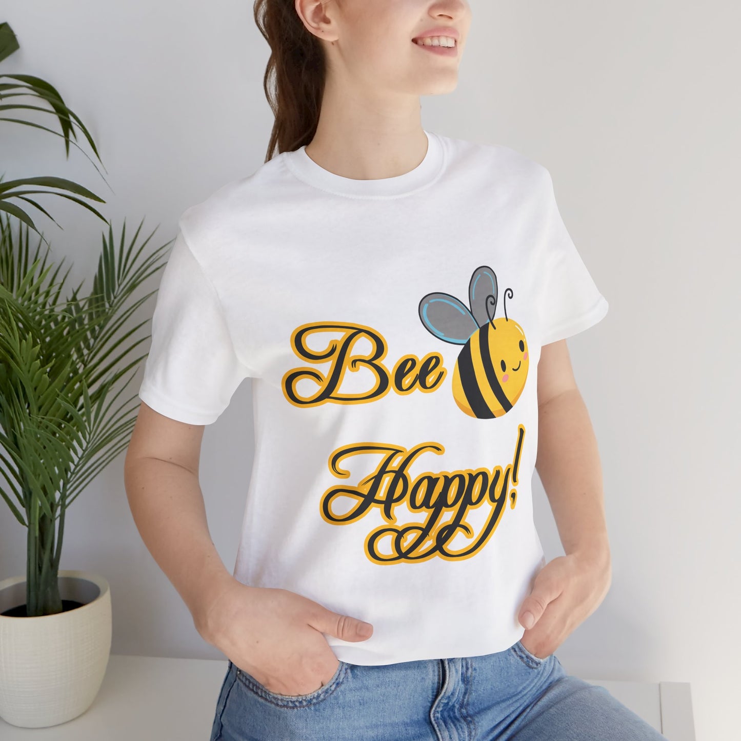Bee Happy Unisex Jersey Tee - Cheerful Graphic T-Shirt for Positive Vibes