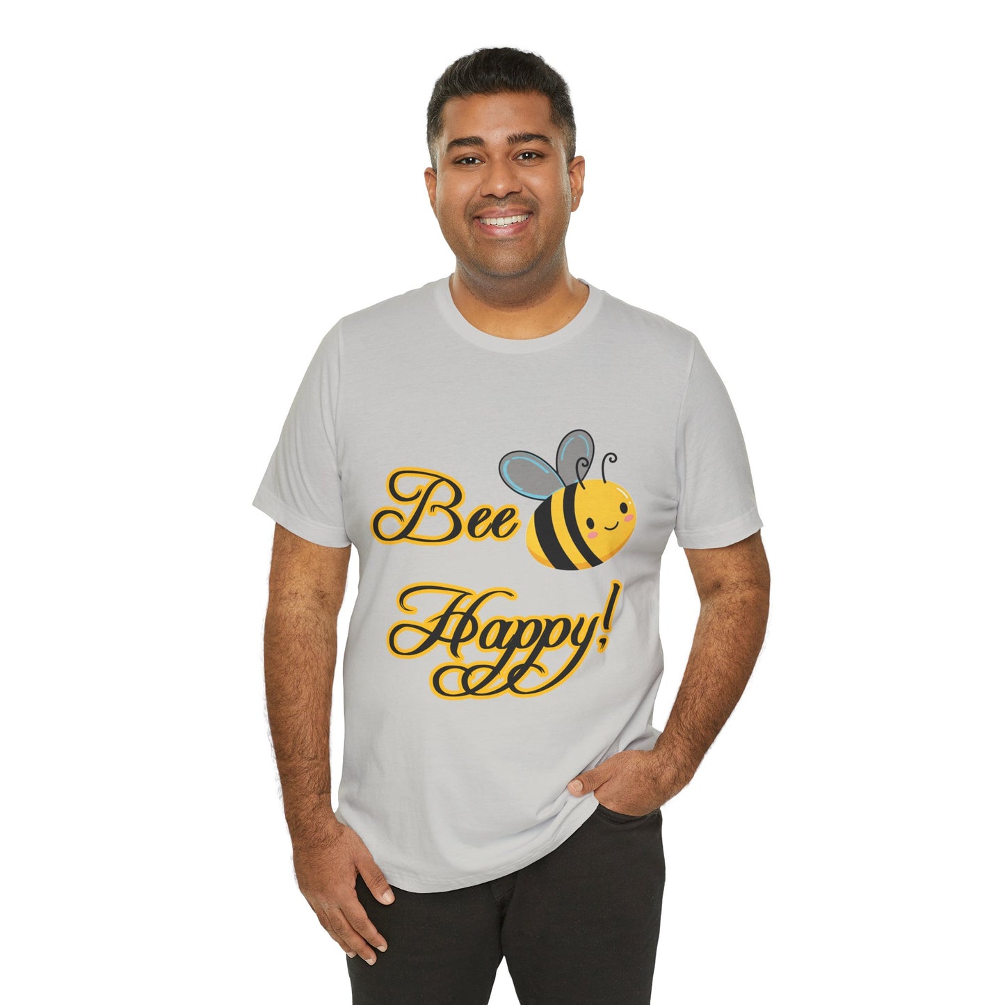 Bee Happy Unisex Jersey Tee - Cheerful Graphic T-Shirt for Positive Vibes