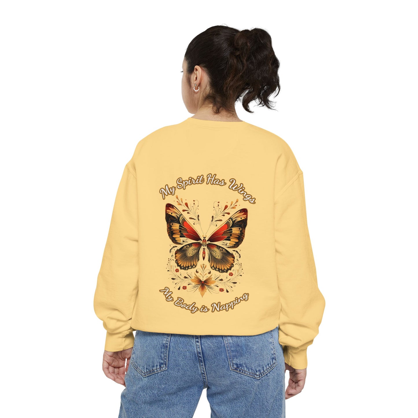 Butterfly Design Unisex Garment-Dyed Sweatshirt - Butterfly Sweatshirt