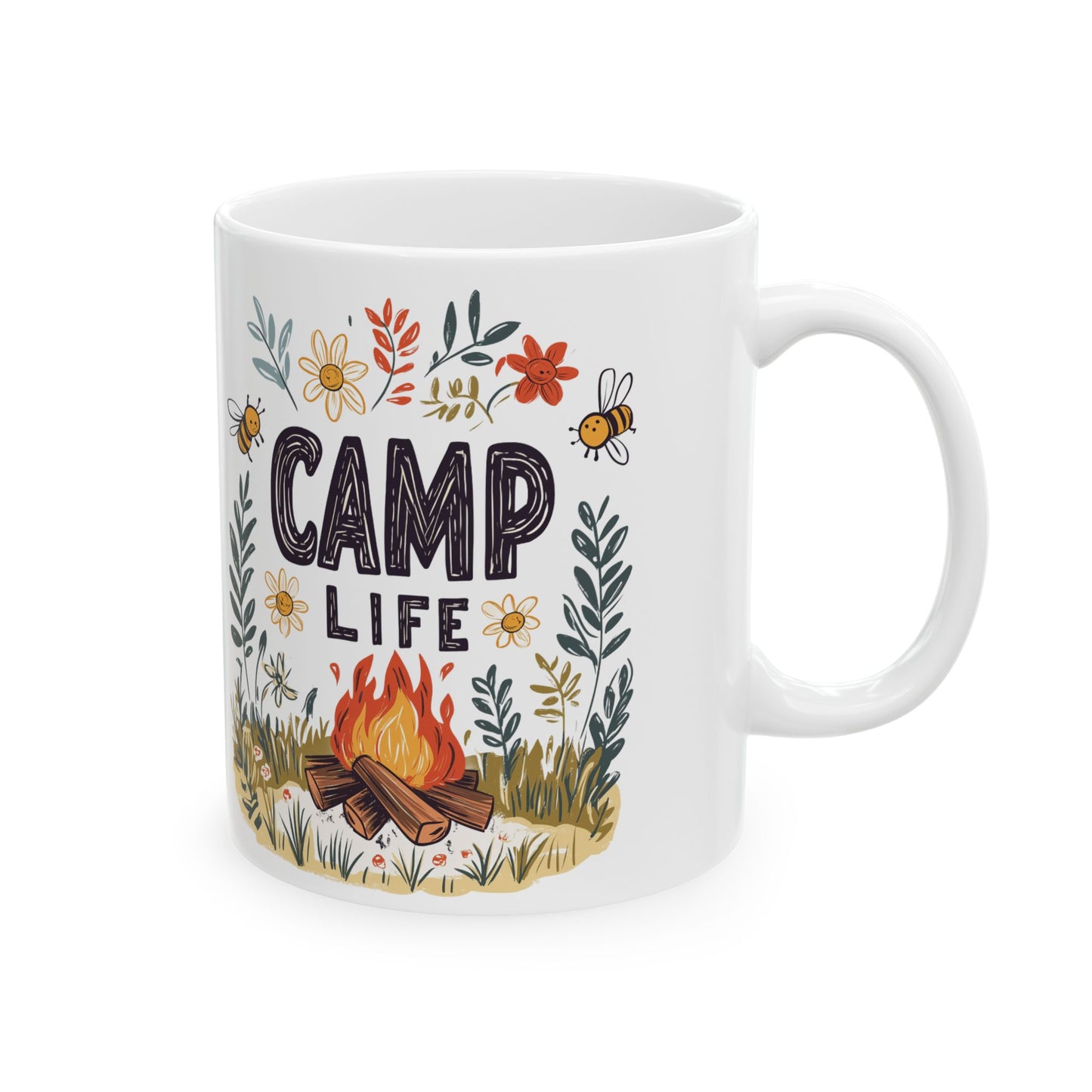 Camp Life Ceramic Mug - Nature-Inspired Coffee Cup for Outdoor Enthusiasts
