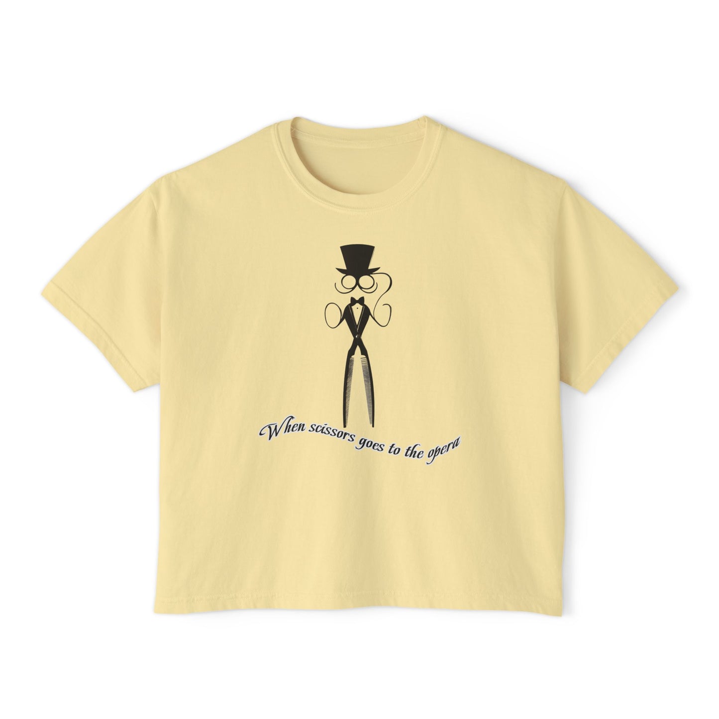 Stylish Women's Boxy Tee with Elegantly Dressed Graphic - Scissors design T-shirt