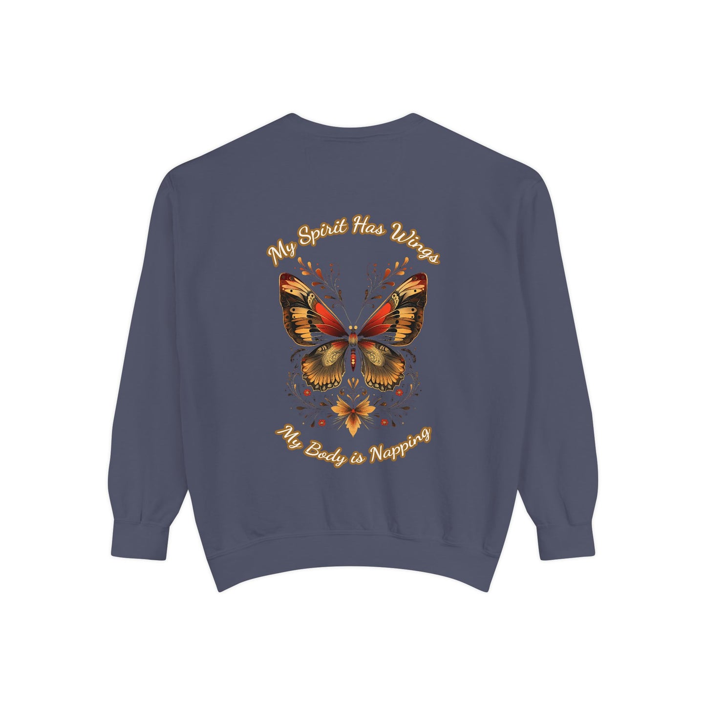 Butterfly Design Unisex Garment-Dyed Sweatshirt - Butterfly Sweatshirt