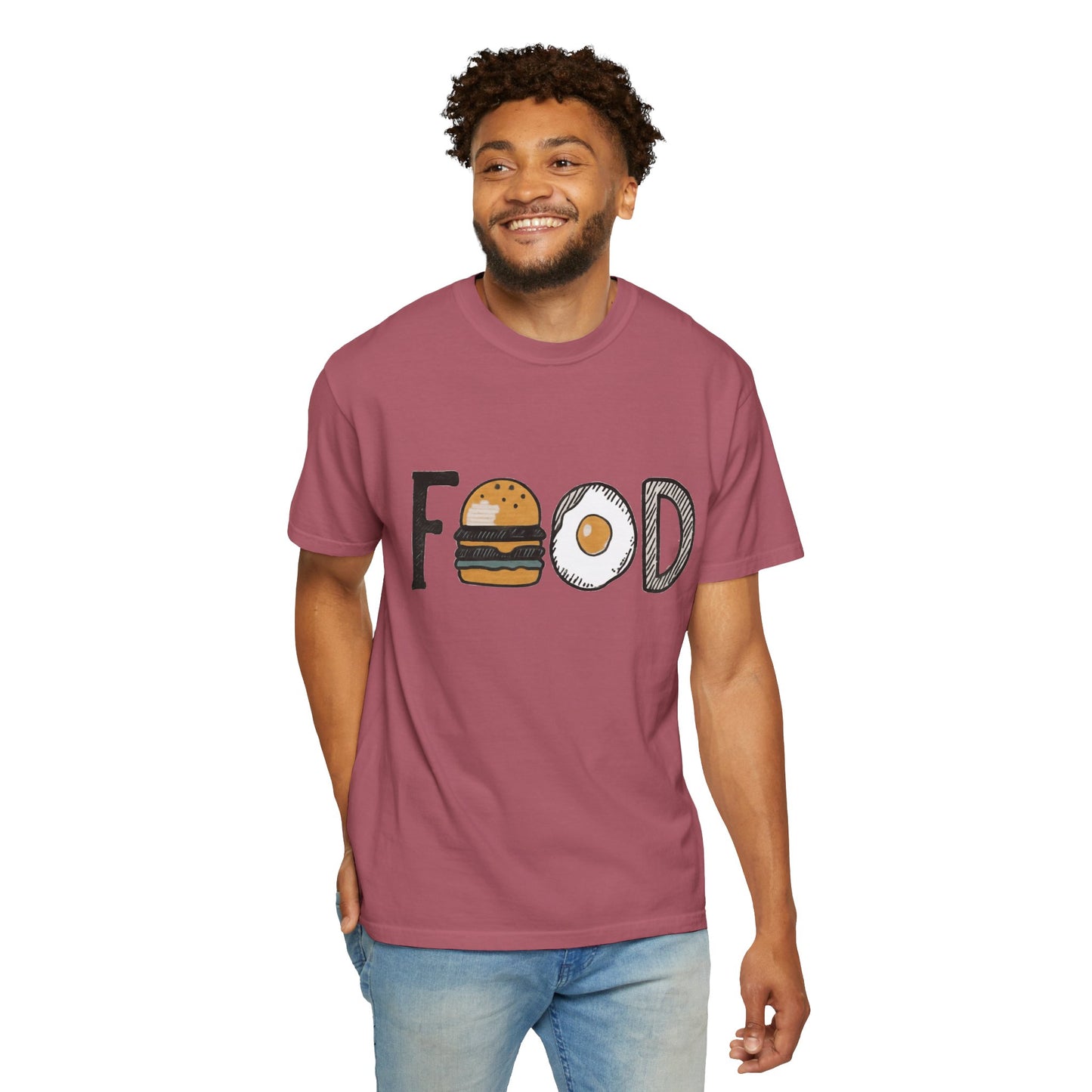 Food Unisex Garment-Dyed T-Shirt | Fun Burger & Egg Graphic