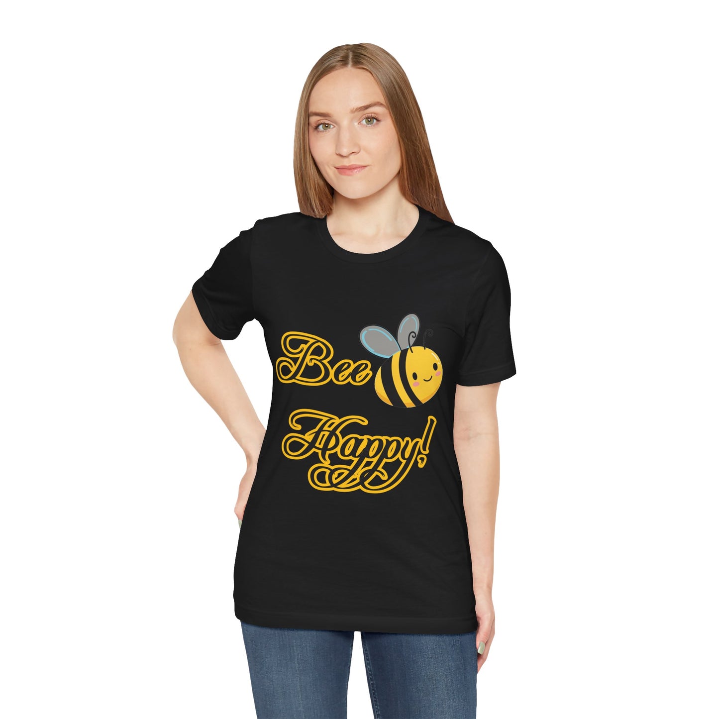 Bee Happy Unisex Jersey Tee - Cheerful Graphic T-Shirt for Positive Vibes