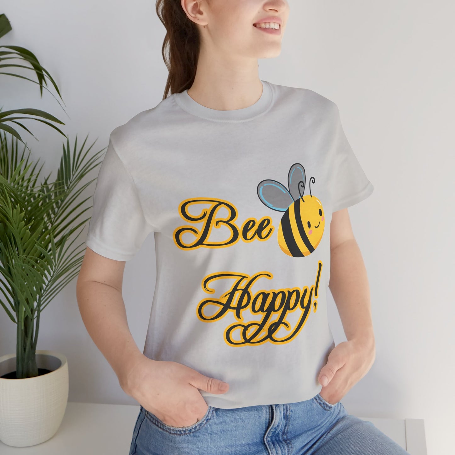 Bee Happy Unisex Jersey Tee - Cheerful Graphic T-Shirt for Positive Vibes