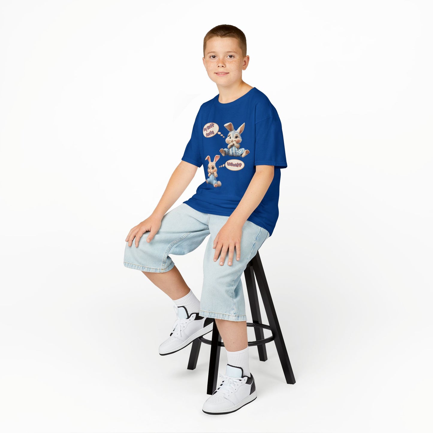 Cute Bunny Youth Heavy Cotton Tee - "My Butt Hurts" Graphic T-Shirt