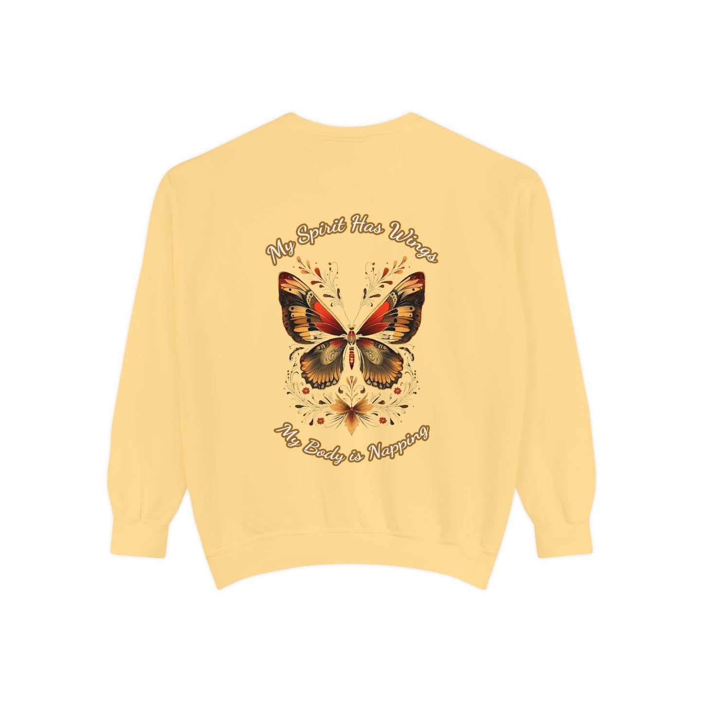 Butterfly Design Unisex Garment-Dyed Sweatshirt - Butterfly Sweatshirt