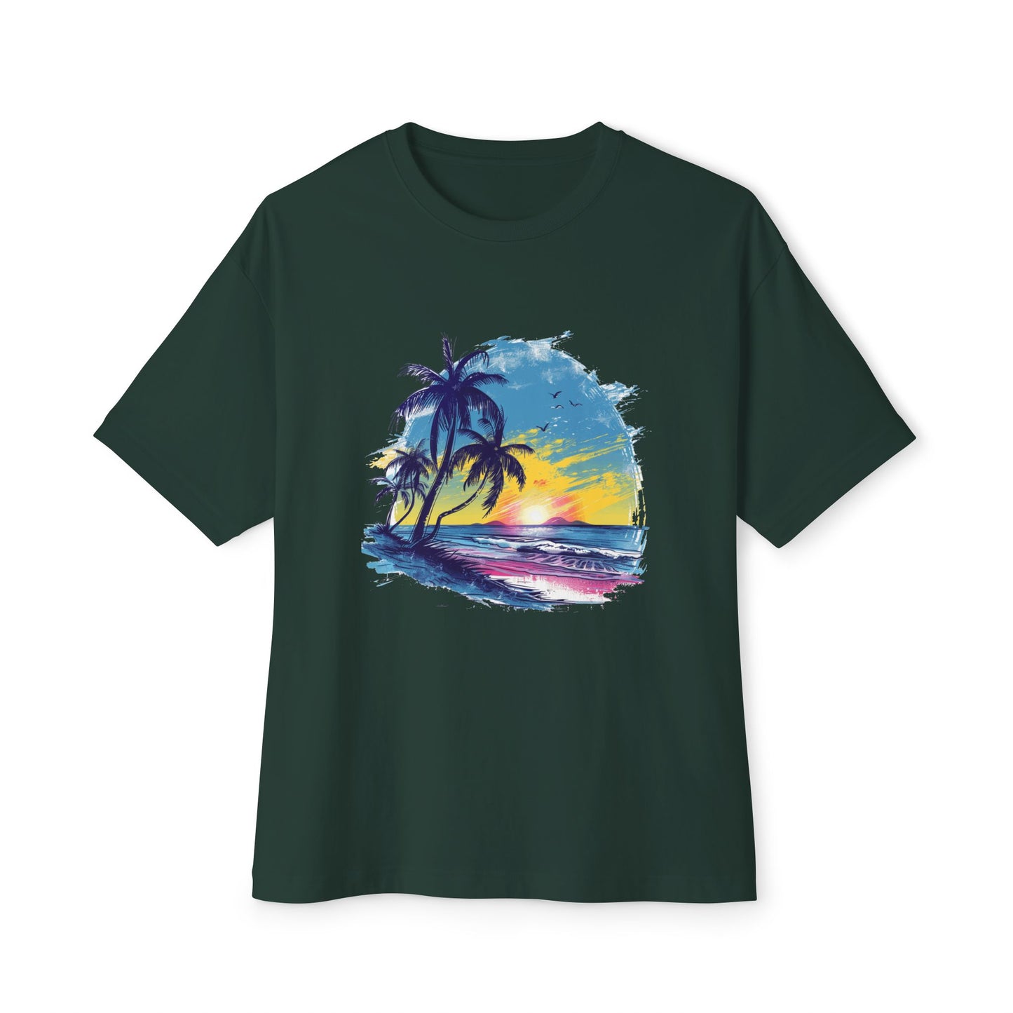 Sunset Beach Vibes Unisex Oversized Boxy Tee