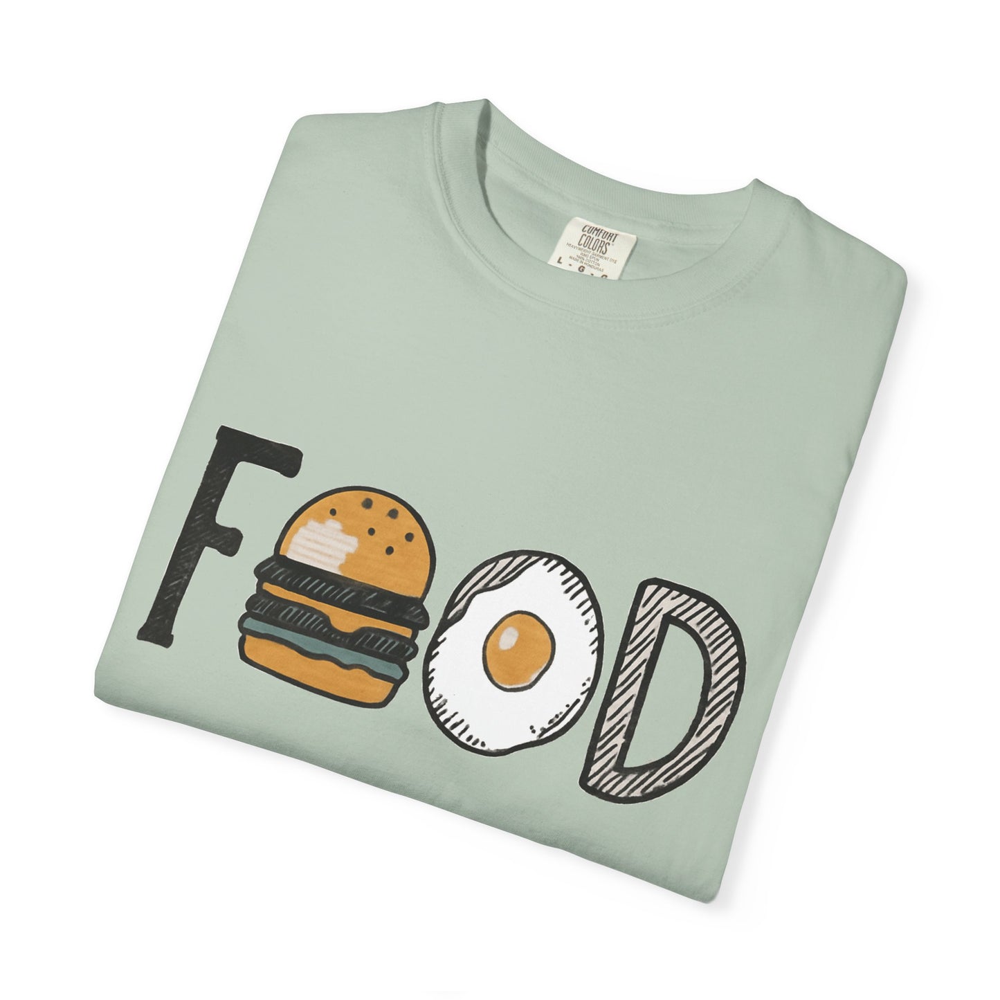 Food Unisex Garment-Dyed T-Shirt | Fun Burger & Egg Graphic
