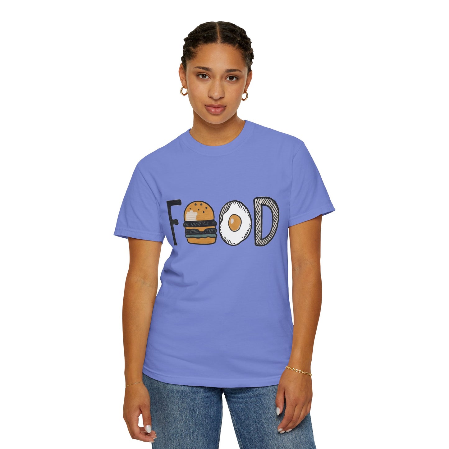 Food Unisex Garment-Dyed T-Shirt | Fun Burger & Egg Graphic