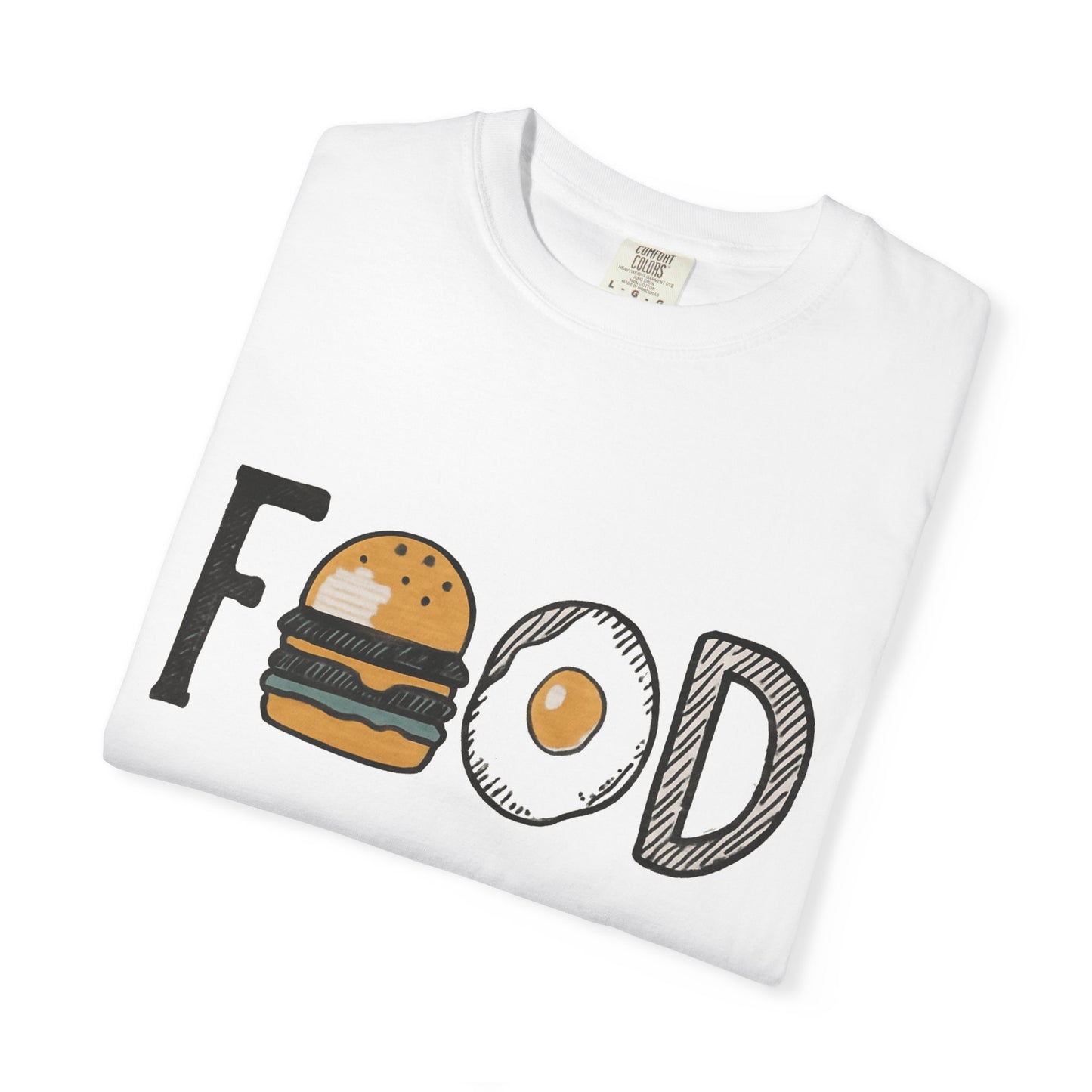 Food Unisex Garment-Dyed T-Shirt | Fun Burger & Egg Graphic