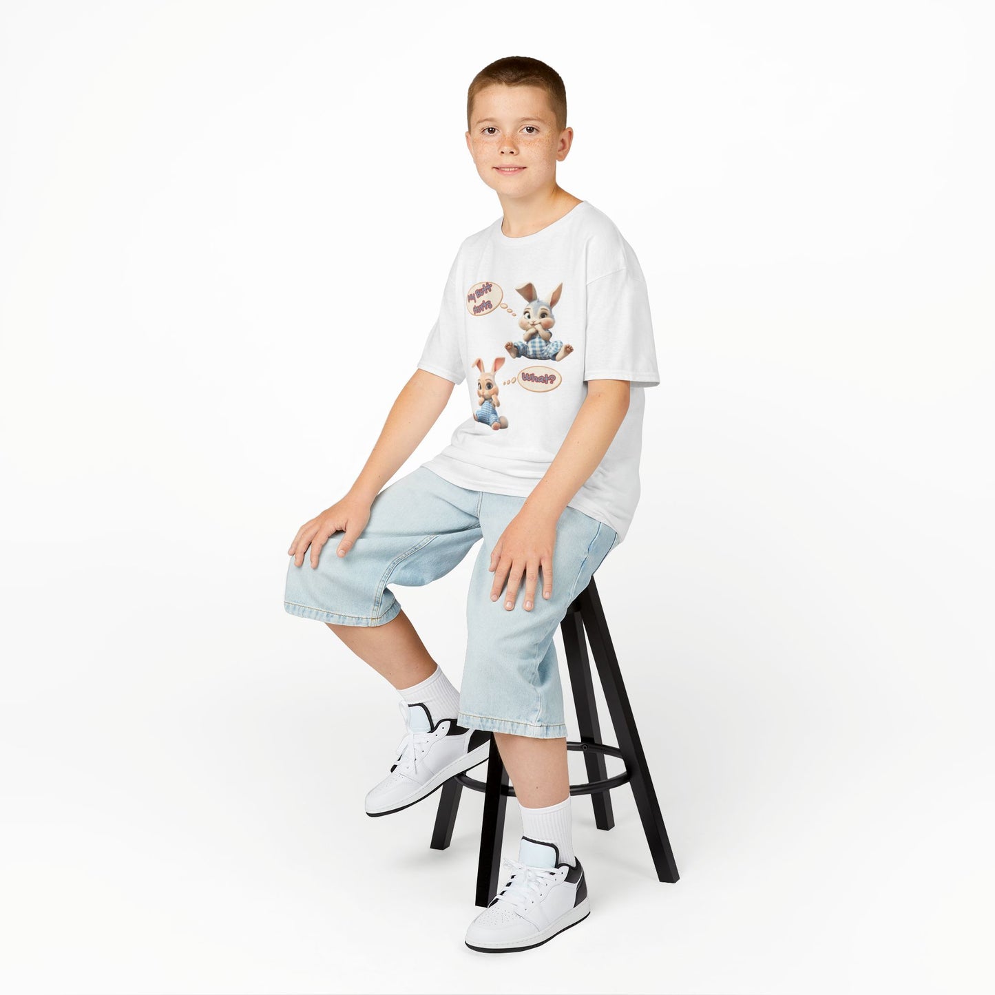 Cute Bunny Youth Heavy Cotton Tee - "My Butt Hurts" Graphic T-Shirt