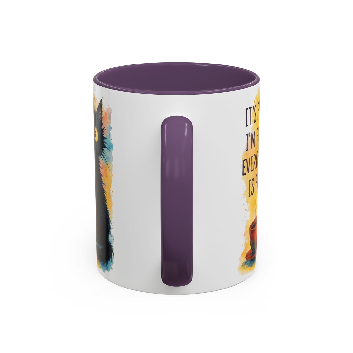 Whimsical Cat Accent Coffee Mug - 'It's Fine, I'm Fine, Everything is Fine'