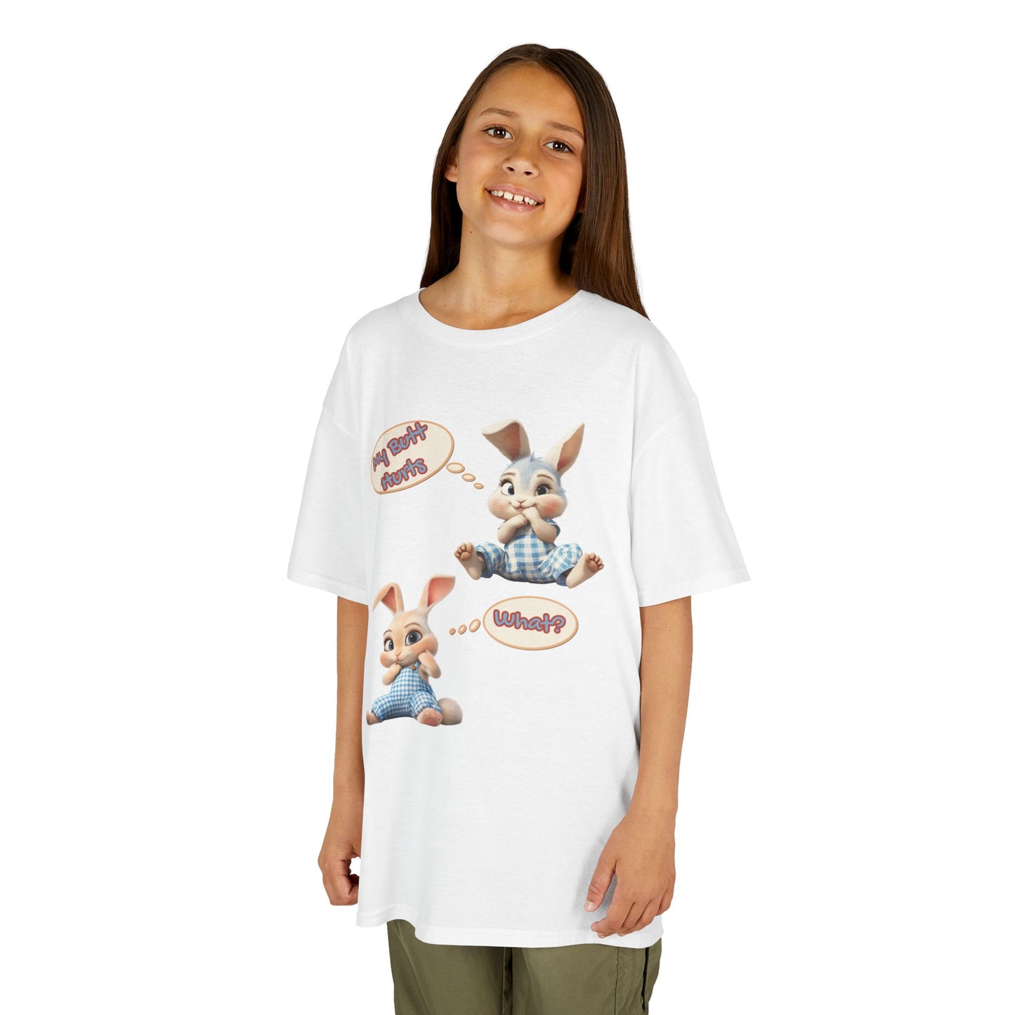 Cute Bunny Youth Heavy Cotton Tee - "My Butt Hurts" Graphic T-Shirt