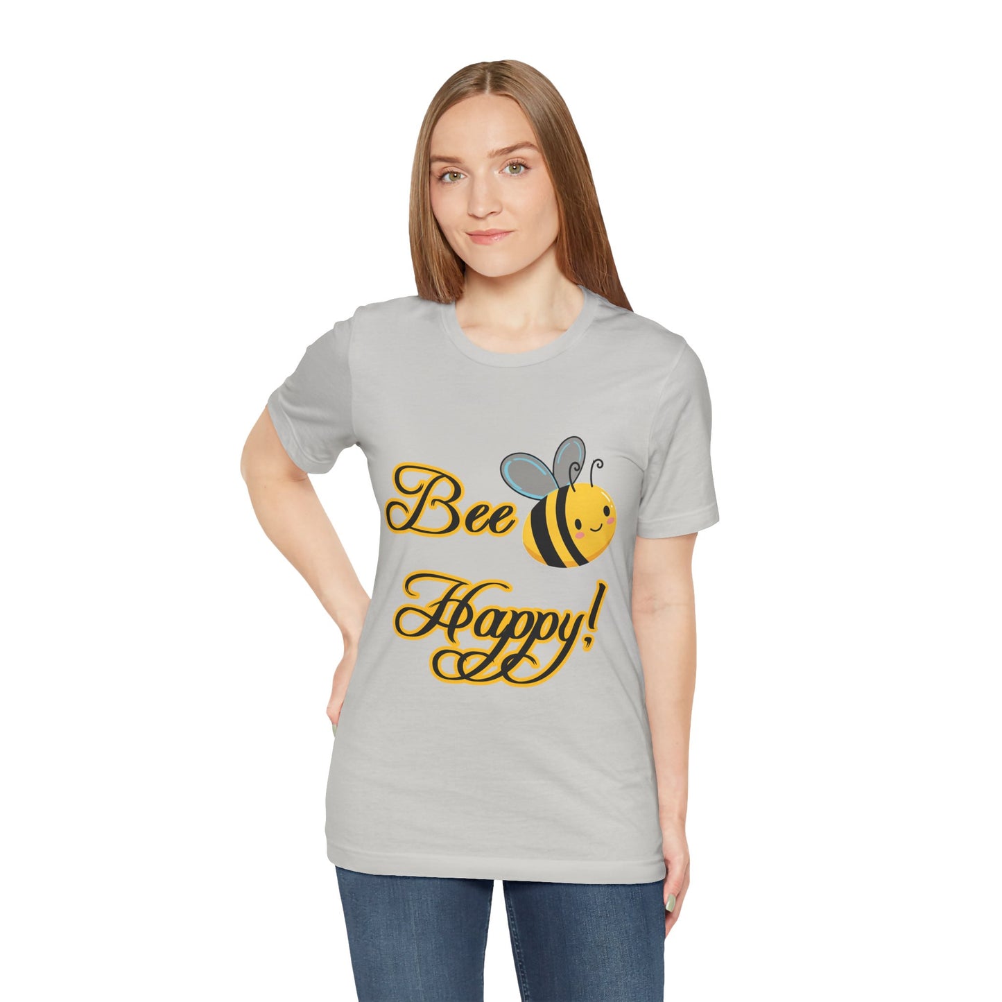 Bee Happy Unisex Jersey Tee - Cheerful Graphic T-Shirt for Positive Vibes