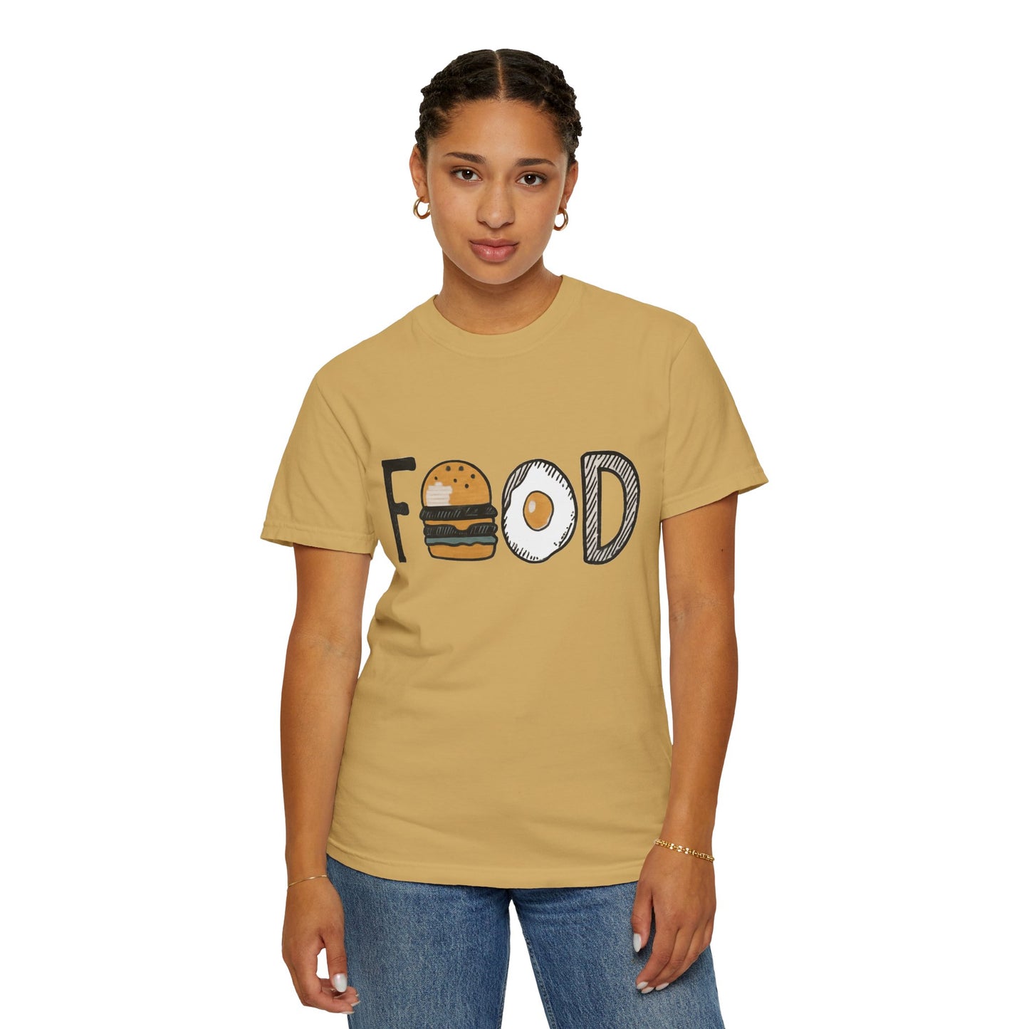 Food Unisex Garment-Dyed T-Shirt | Fun Burger & Egg Graphic