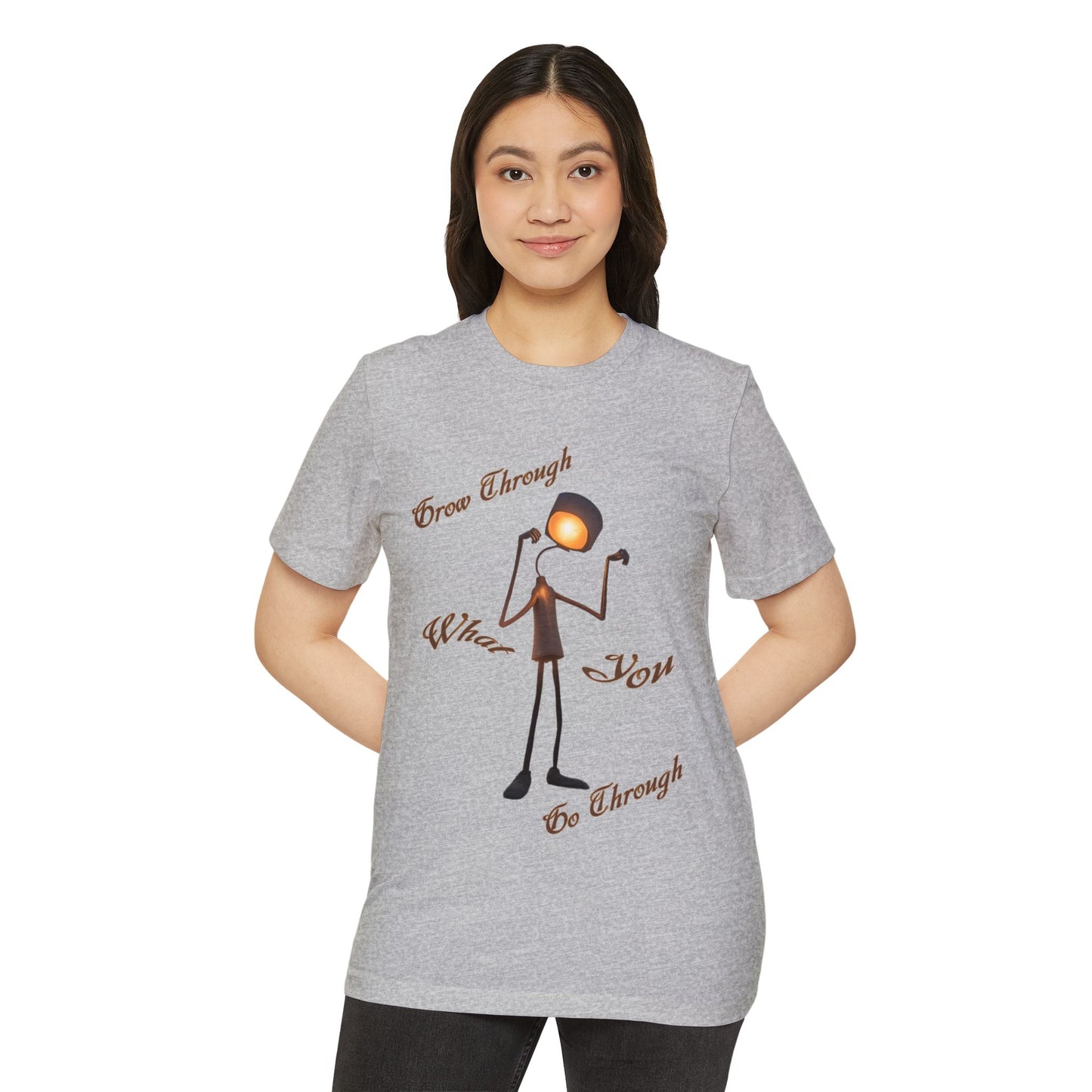 Victory Lamp Unisex Recycled Organic T-Shirt - Eco-Friendly Tee - Grow Through What You Go Through text design