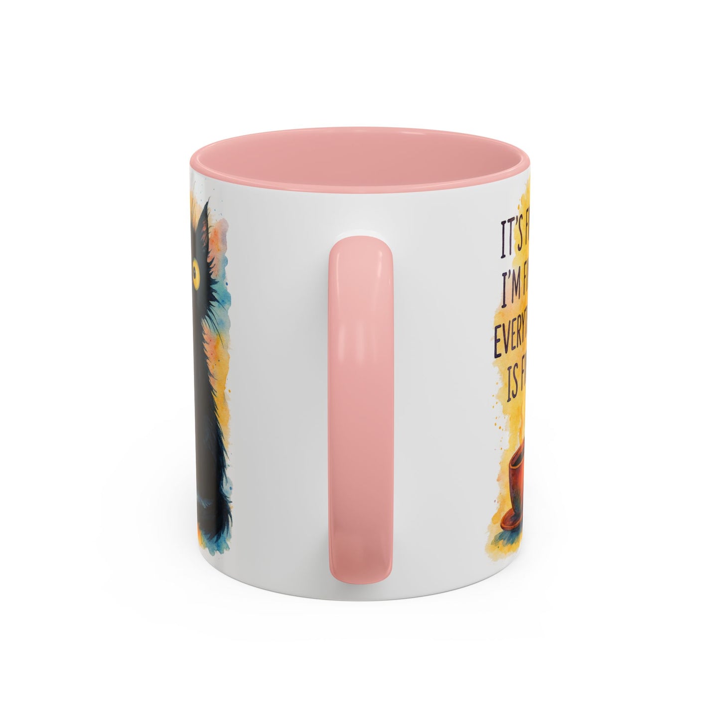 Whimsical Cat Accent Coffee Mug - 'It's Fine, I'm Fine, Everything is Fine'