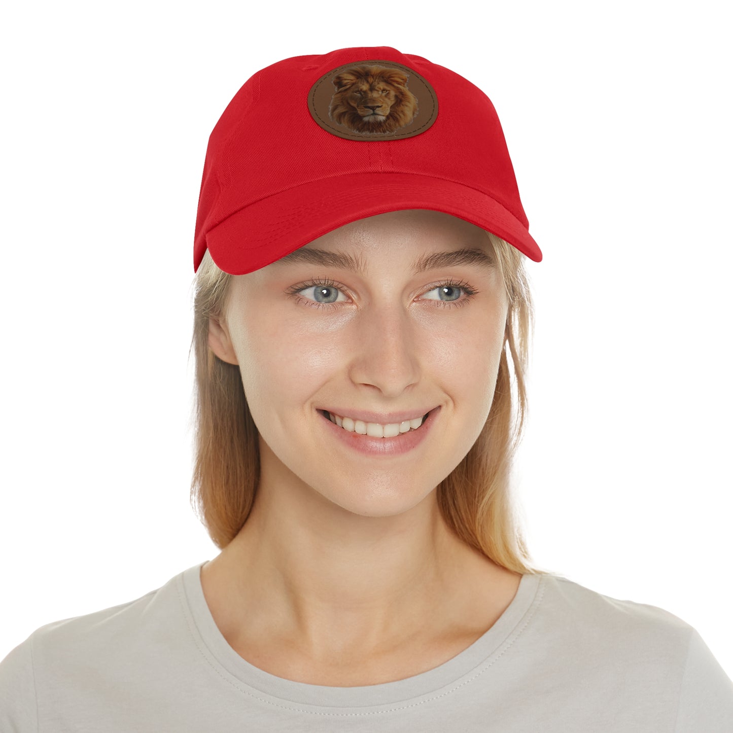 Lion Design Dad Hat with Leather Patch – Stylish Casual Hat for Animal Lovers