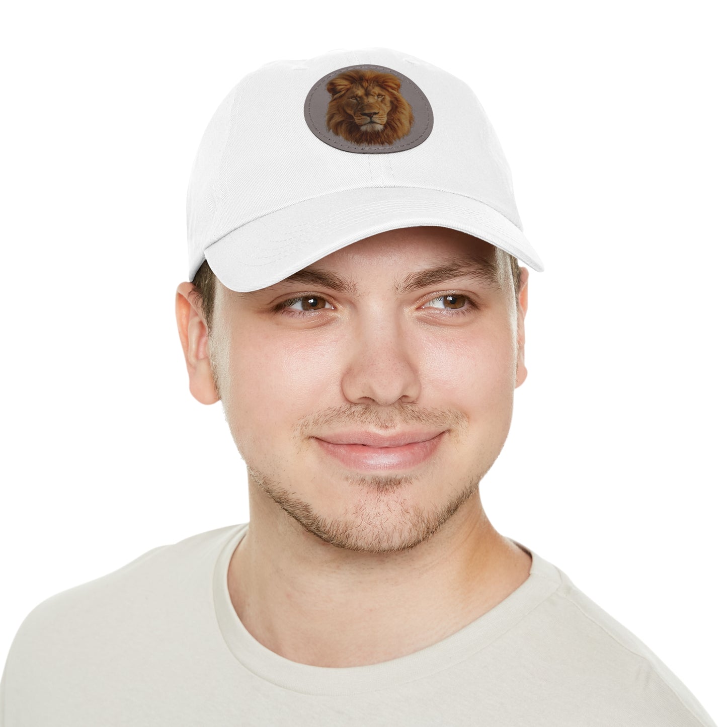 Lion Design Dad Hat with Leather Patch – Stylish Casual Hat for Animal Lovers