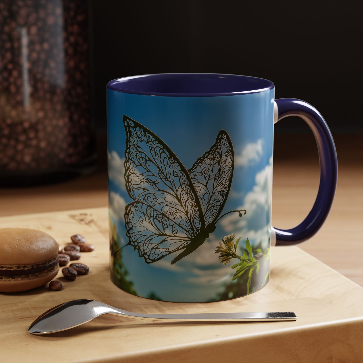 Accent Butterfly Coffee Mug, (11oz, 15oz) - Ceramic Mug