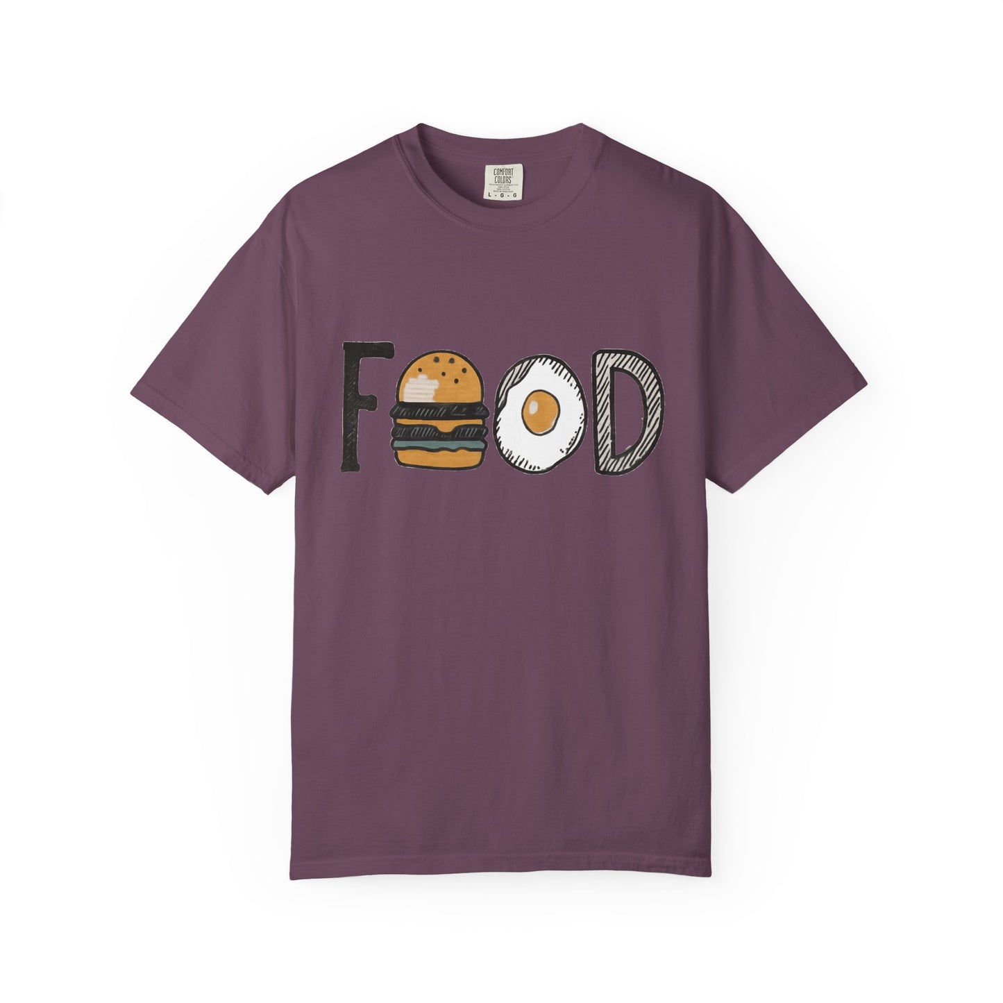 Food Unisex Garment-Dyed T-Shirt | Fun Burger & Egg Graphic