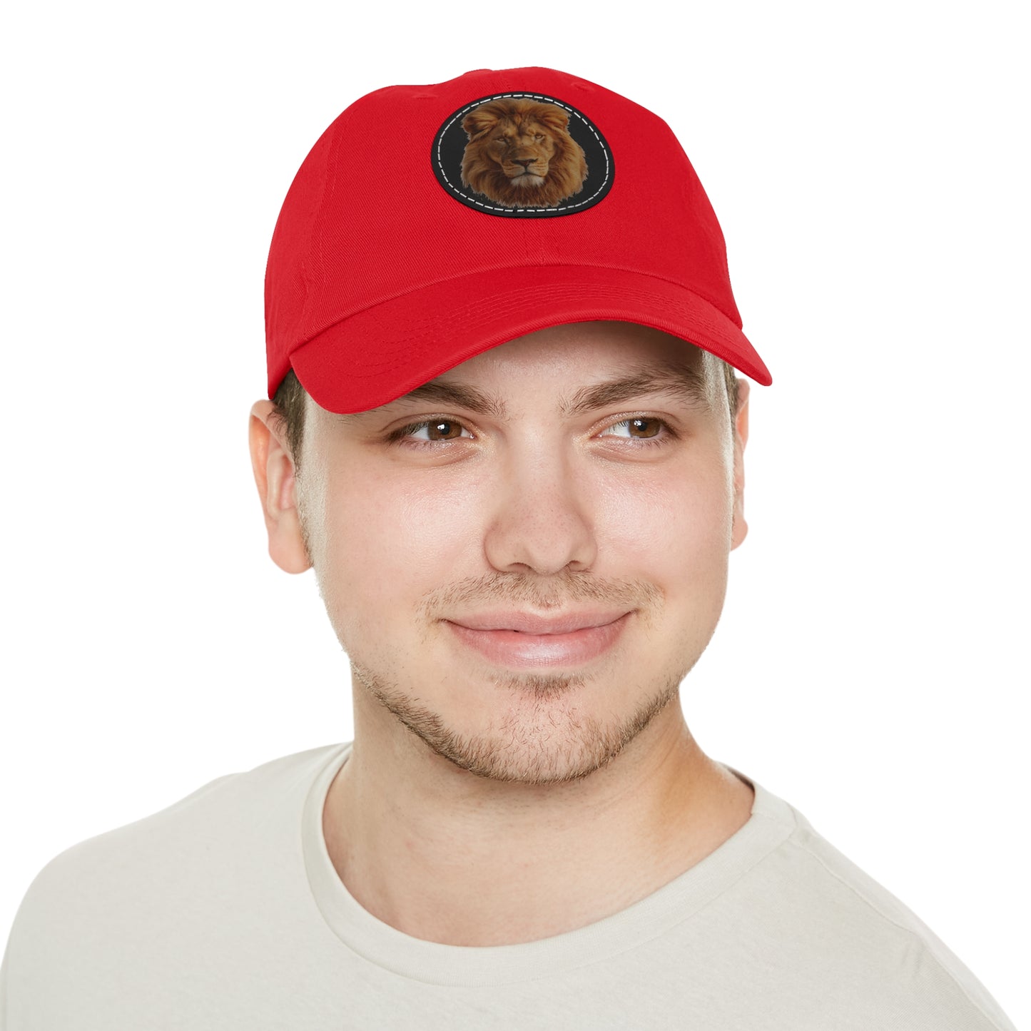 Lion Design Dad Hat with Leather Patch – Stylish Casual Hat for Animal Lovers