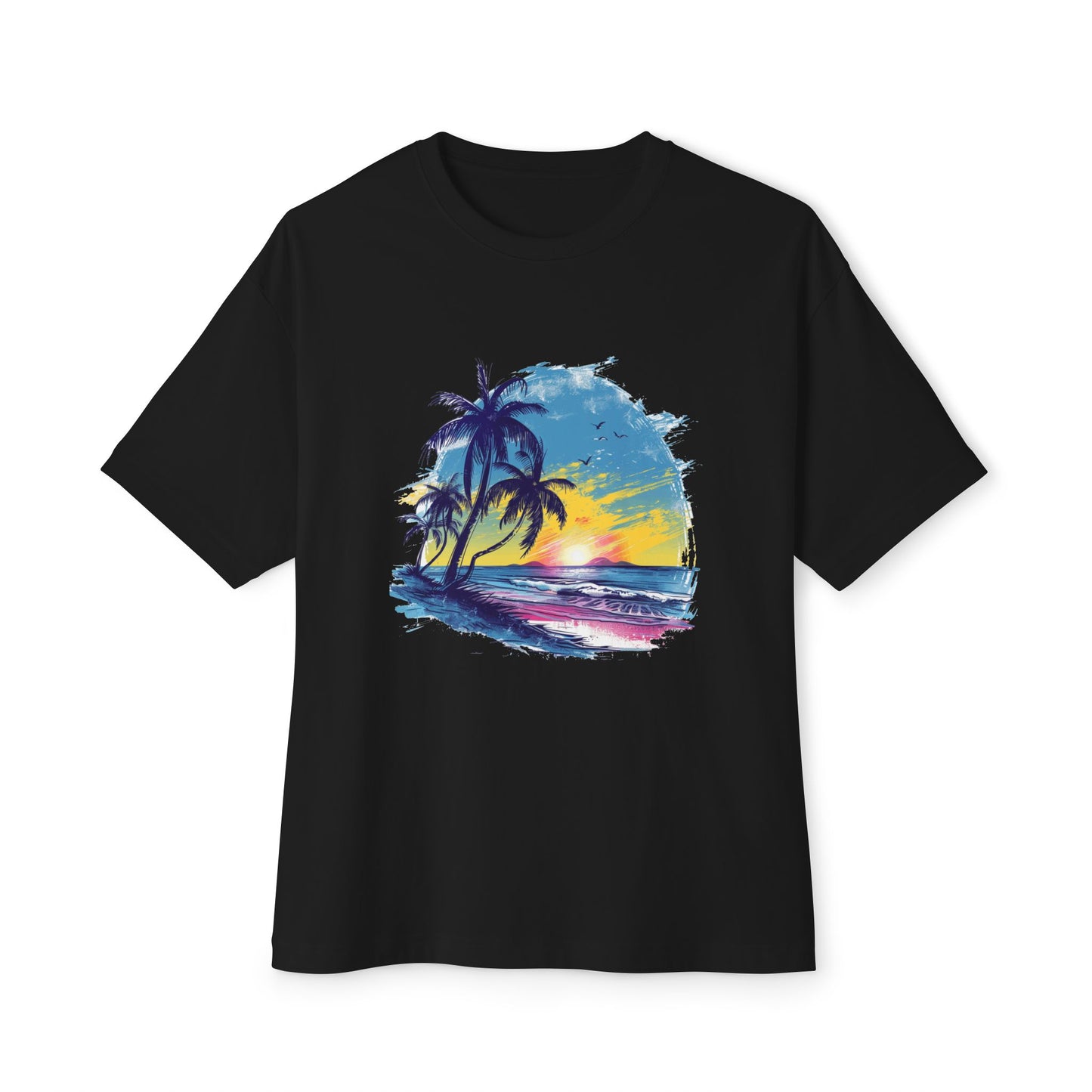Sunset Beach Vibes Unisex Oversized Boxy Tee