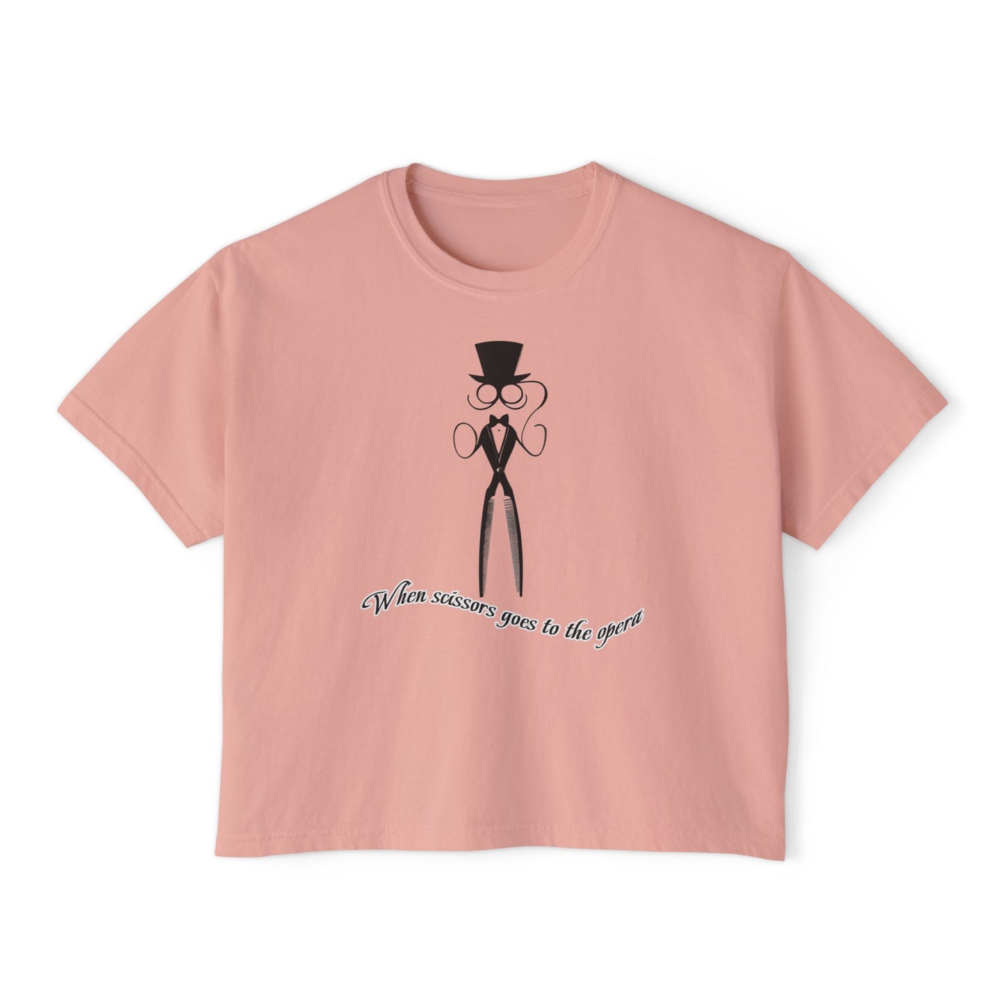 Stylish Women's Boxy Tee with Elegantly Dressed Graphic - Scissors design T-shirt